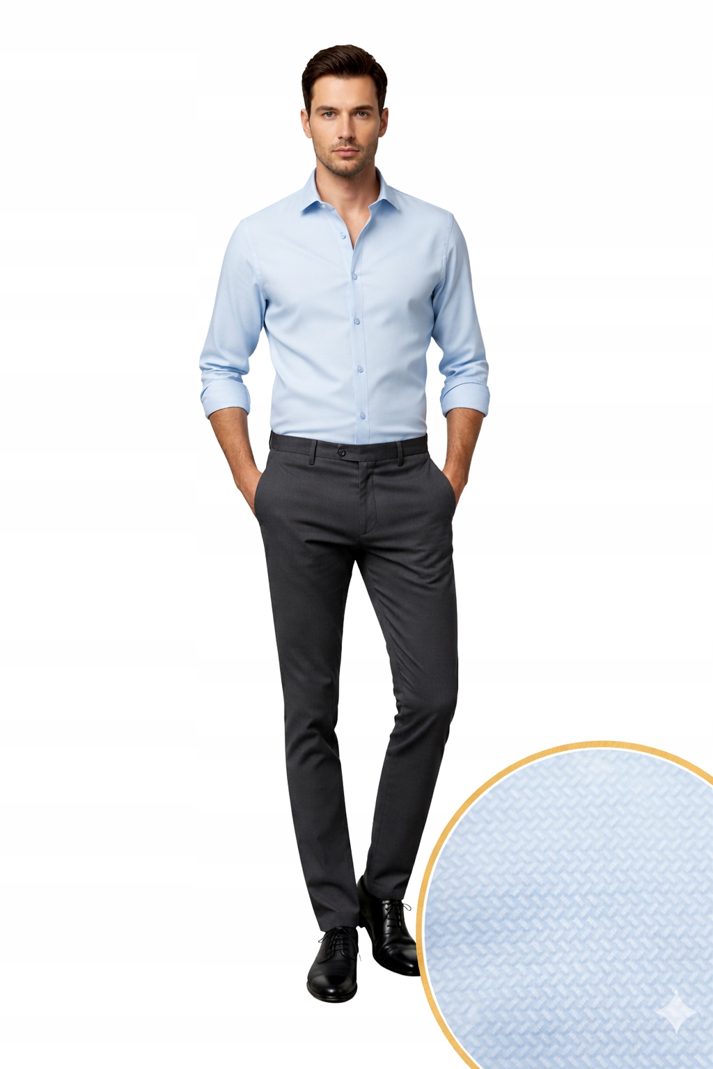Pánská košile Viadi Polo Modrá Jedle SlimFit XXL dl. rukáv Bavlna 65%