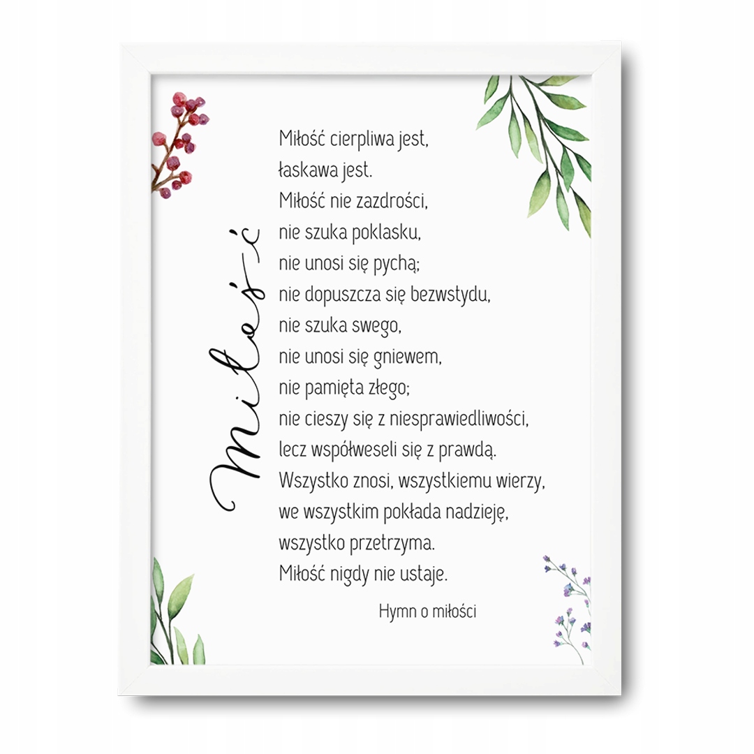 

plakat Hymn O Miłości w białej ramie 33x43 cm
