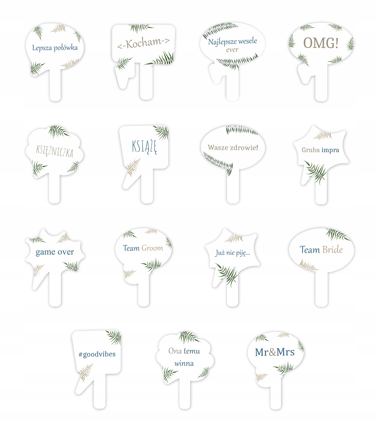 Tabliczki chmurki na ŚLUB WESELE do foto budki