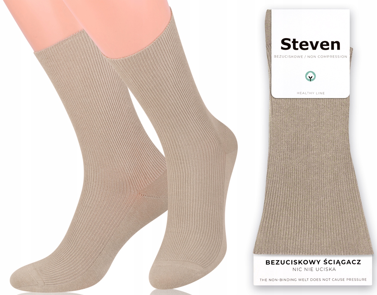 

skarpety Steven bezuciskowe 018 beż 39-42