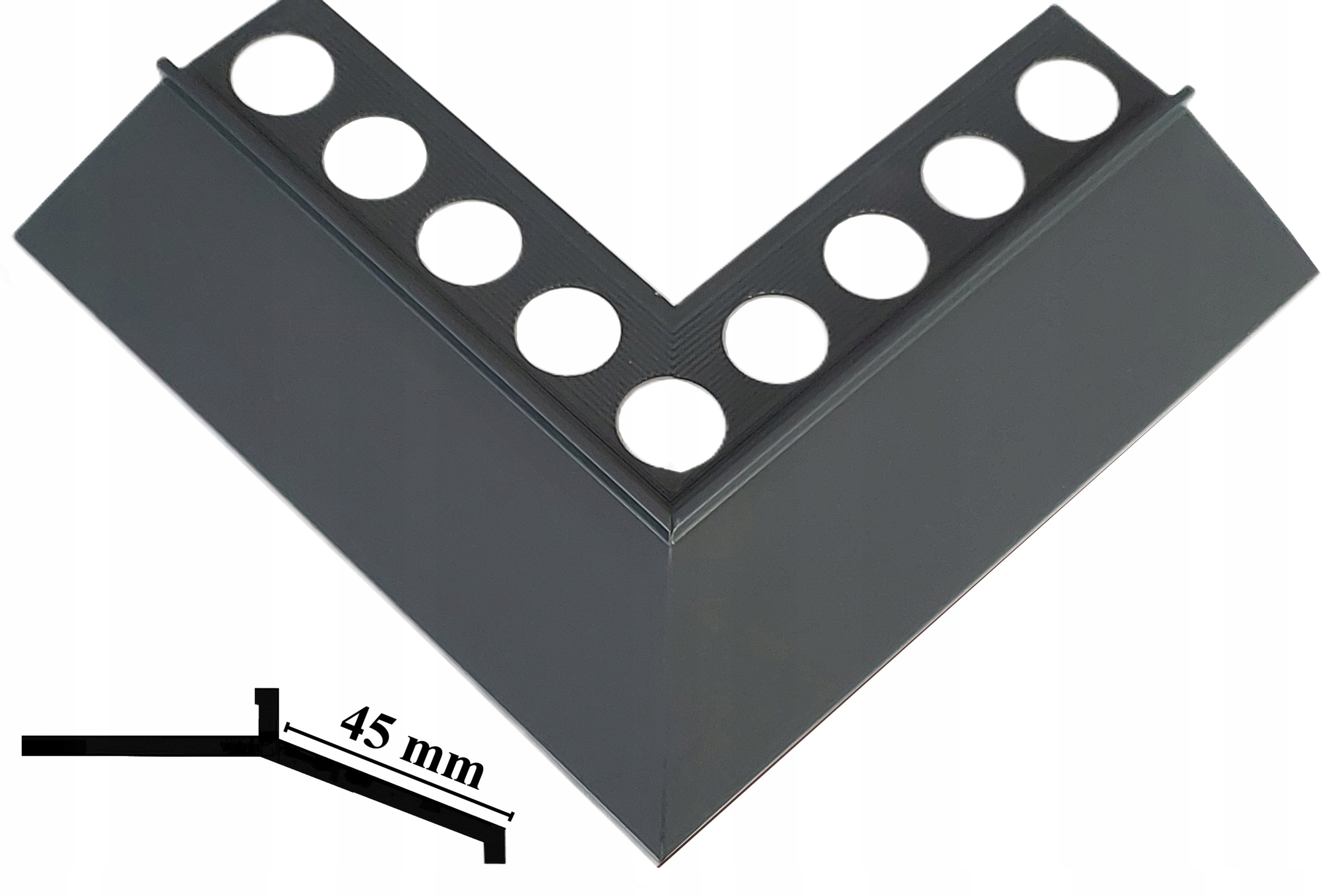 Narożnik Zewnętrzny 90° Okapowy Antracyt grafit Daszek 45mm