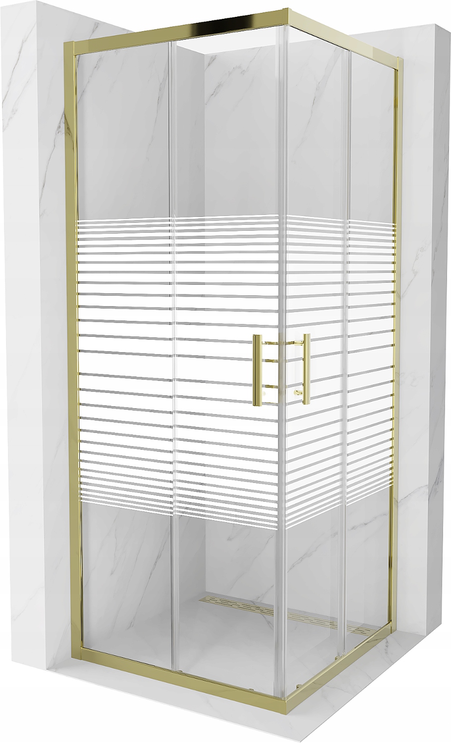 MEXEN RIO KABINA PRYSZNICOWA PASY 80 x 80 CM ZŁOTA