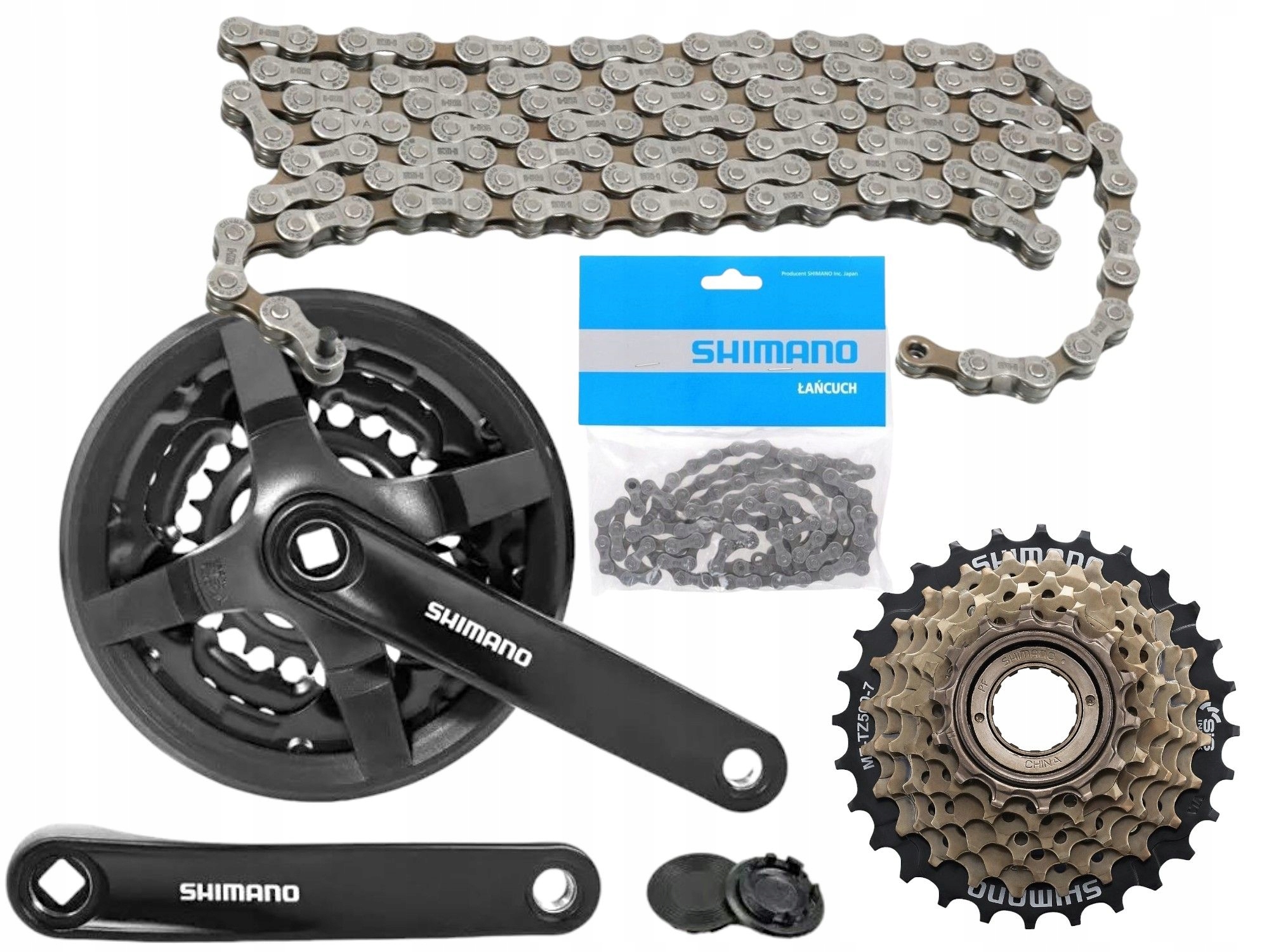 Zestaw Łańcuch Wolnobieg Korba Shimano 42/34/24 7 Rzędowy
