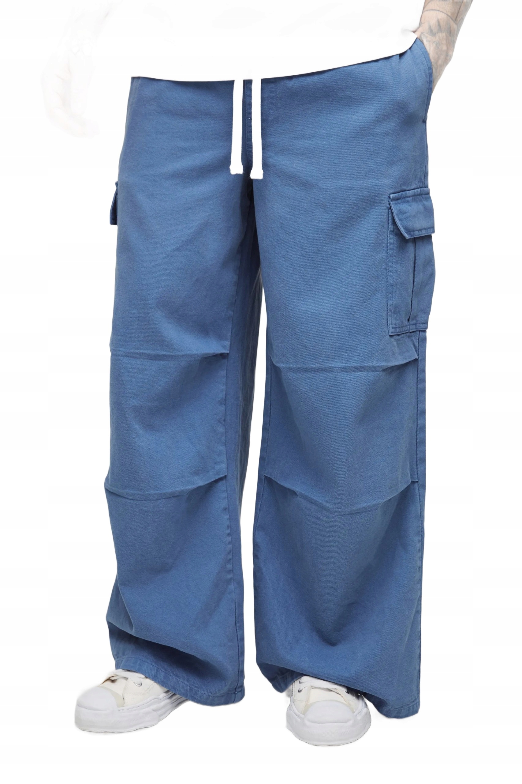 Boohooman Volné Pánské Baggy Kalhoty Modré S Kapsami 32 Z3A