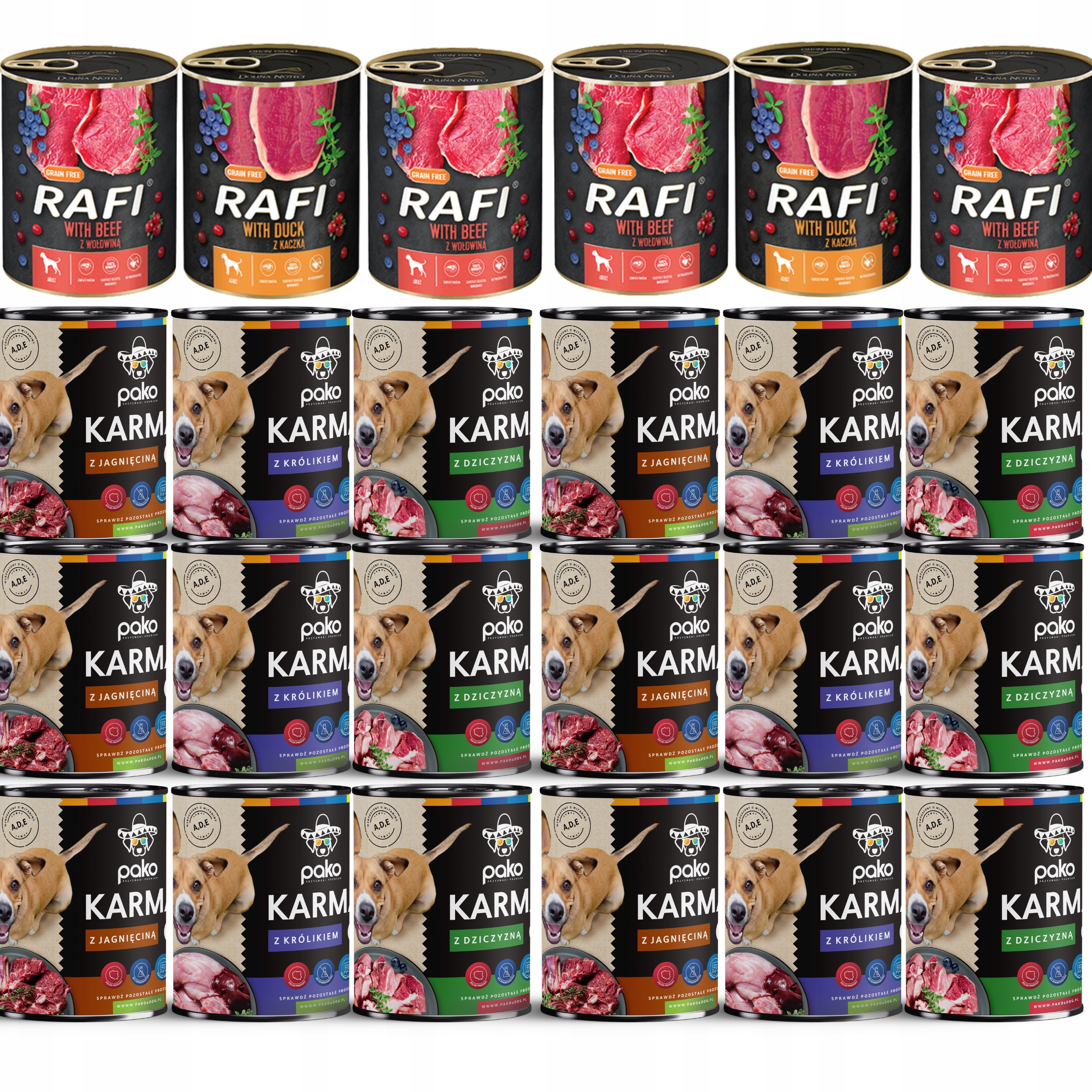 Rafi Pako Dolina Noteci Karma Mokra Dla Psa Puszka MIX Smaków 24 x 800 G