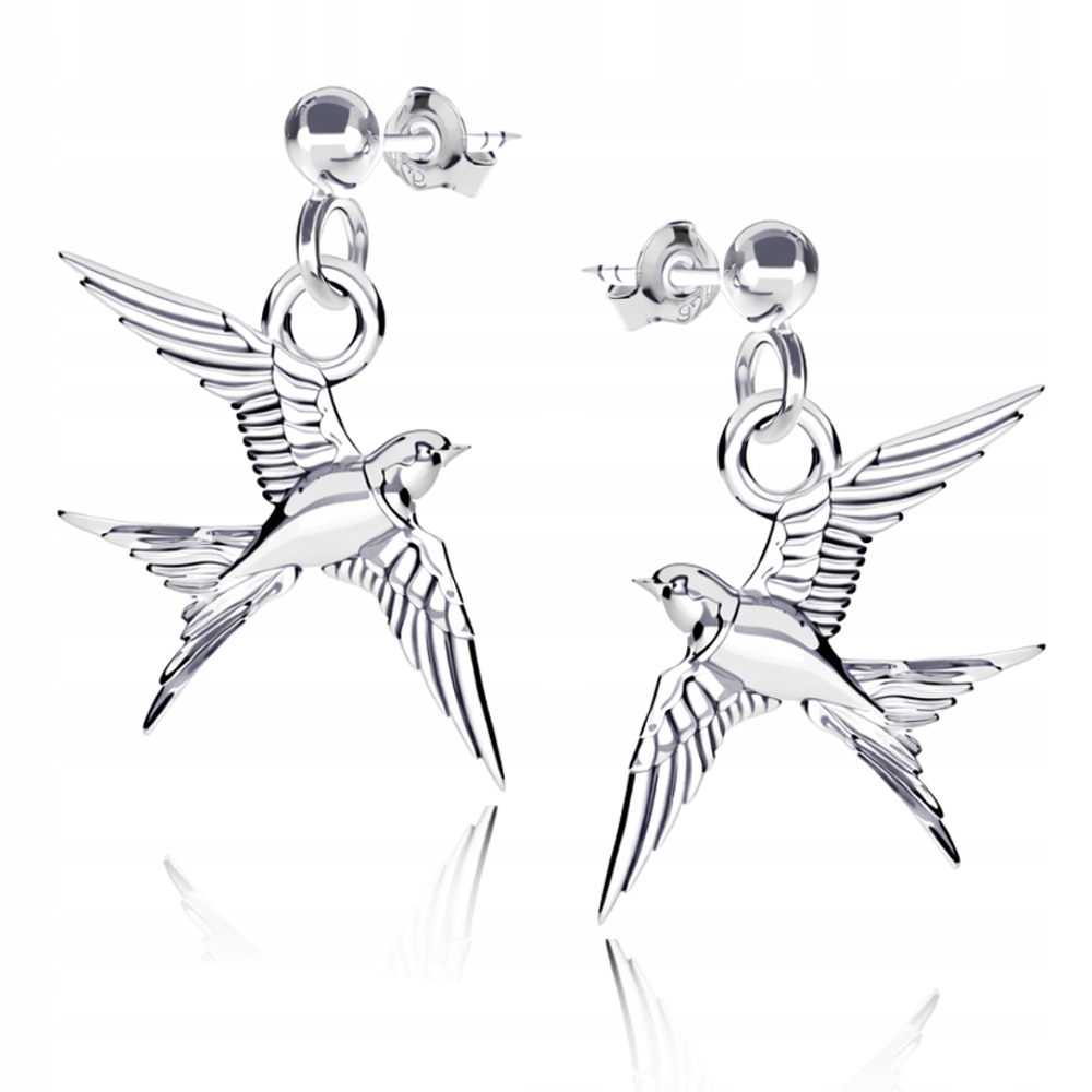 Stříbrné náušnice Pták Vlaštovka Dýka Symbol svobody Stříbro 925