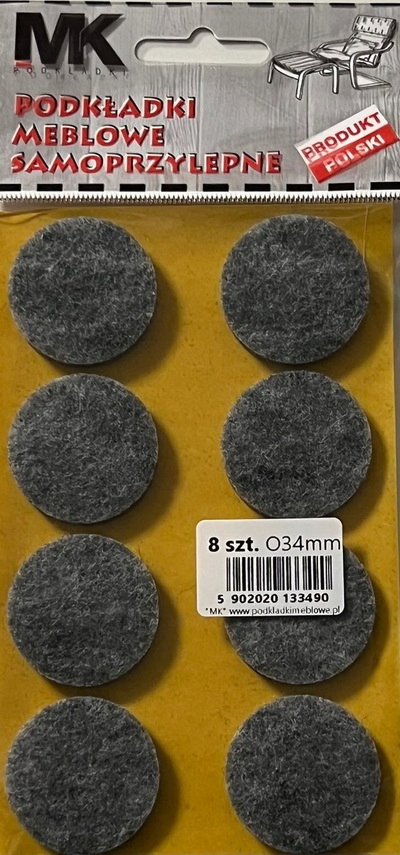 

Podkładki Filcowe Pod Meble Krzesła Czarne Fi 34MM