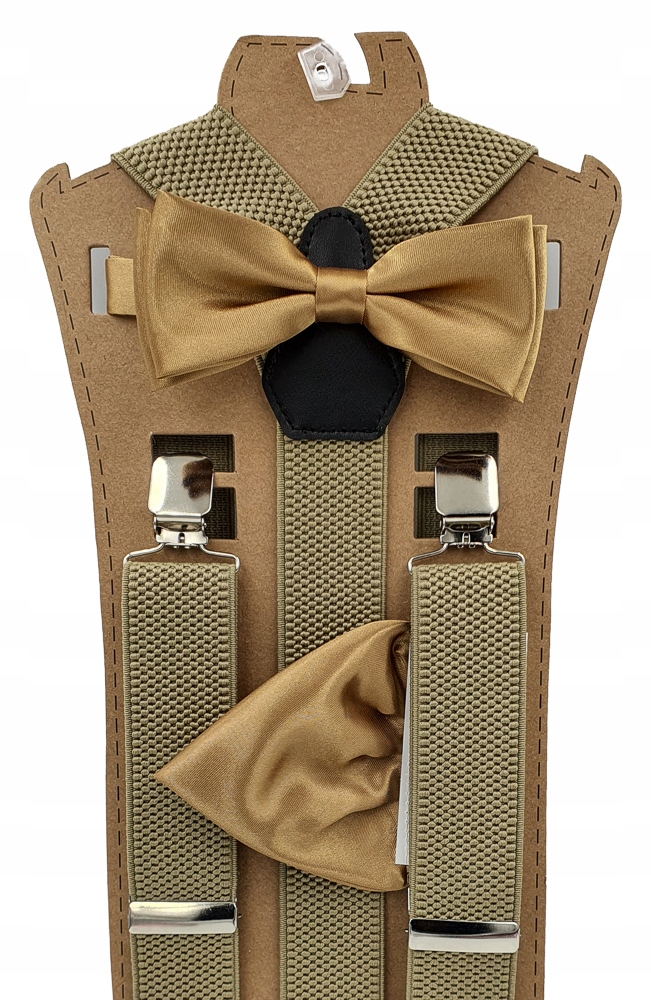 Beżowe szelki mucha stare złoto w połysku wypustka Marka CGM