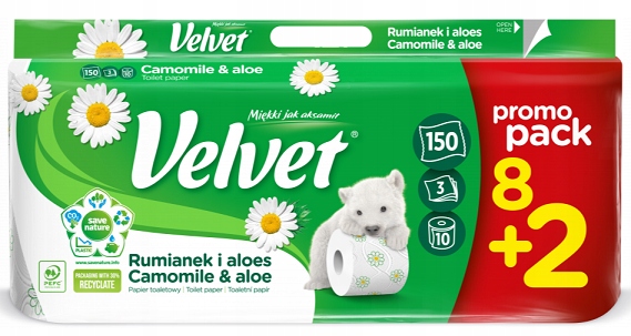 

Velvet Rumianek Aloes 8+2 rolek papier toaletowy