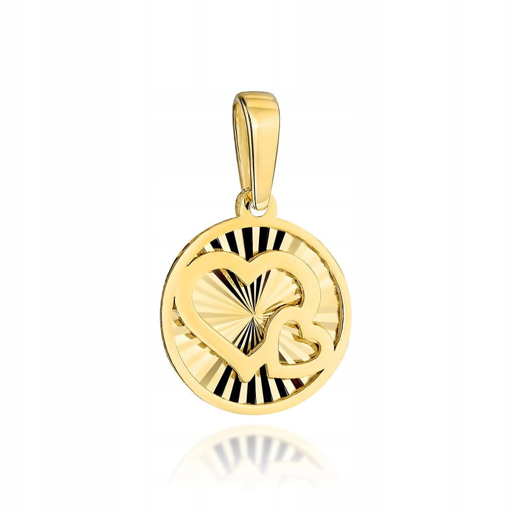Zlatý přívěsek 585 spletené Srdce v diamantovém kroužku 0.55g Kolečko