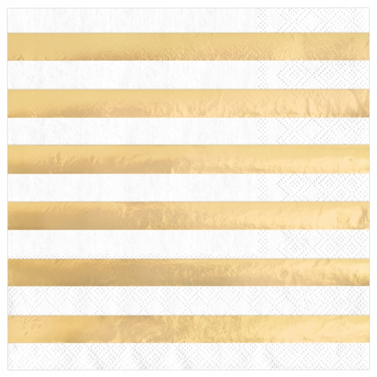 Papierowe serwetki w złote paski 10 szt urodzinowe