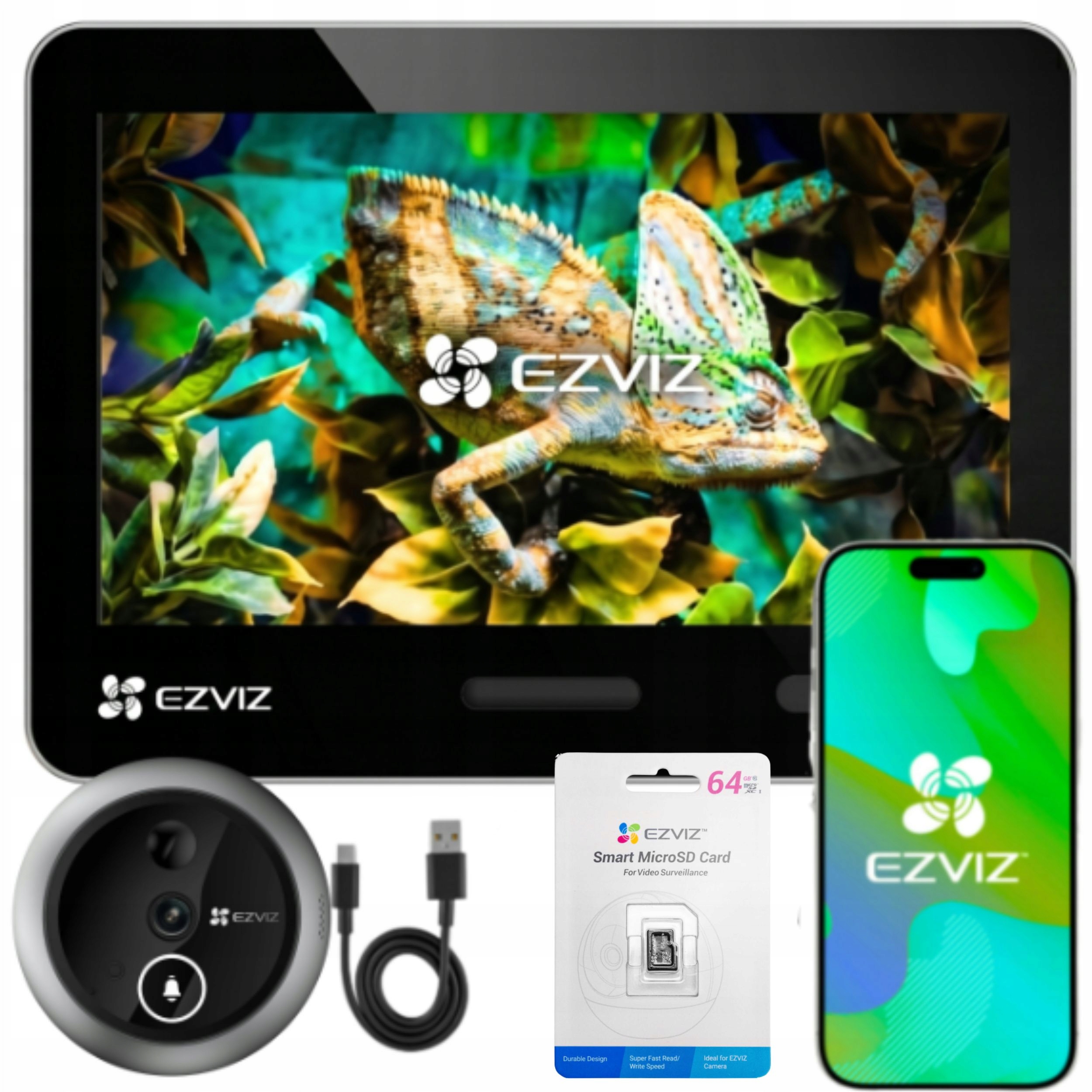 Wizjer Elektroniczny Dzwonek 4K CS-EP4 Akumulator Ezviz Apka Karta 256GB