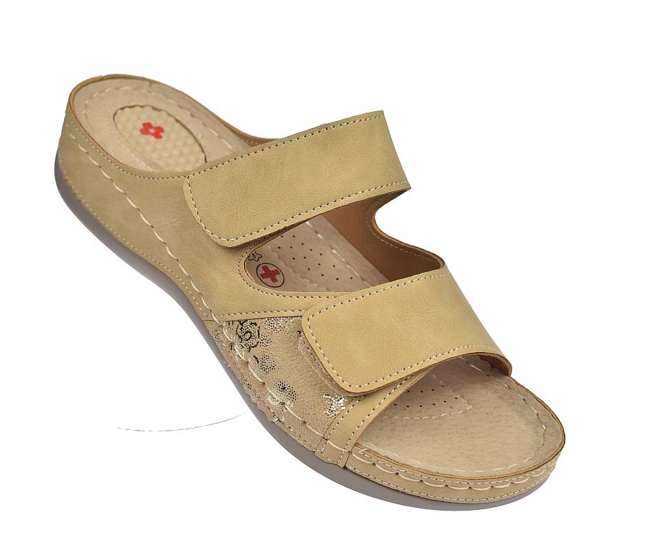 Nazouváky s vložkou na patní ostruhy dámské pásky na suchý zip 3017 Nbe vel