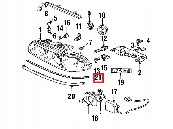 Listwa uszczelniająca BMW E39 ORYGINAŁ 51138168812 Strona zabudowy przód