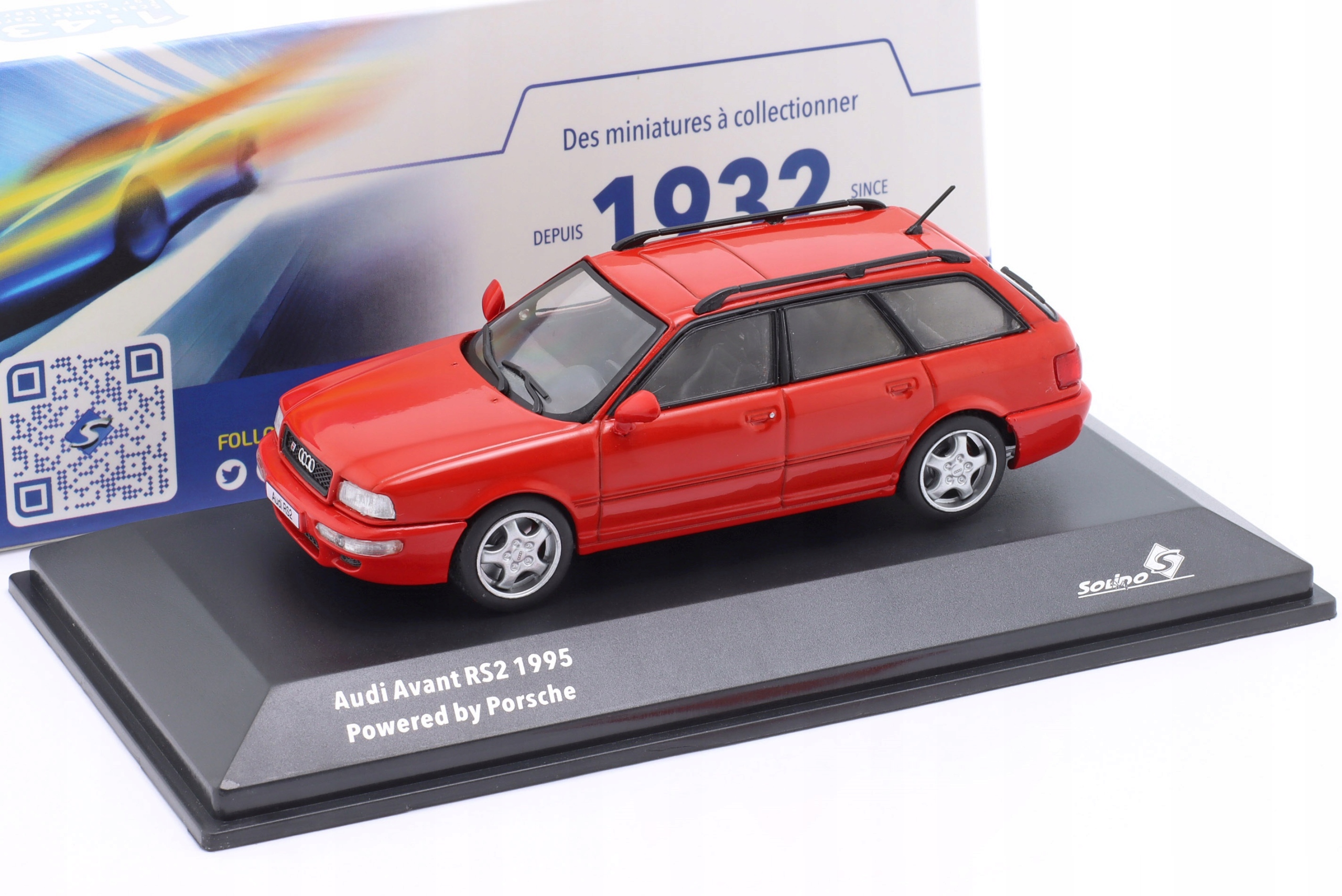 Solido Audi RS2 Avant poháněný Porsche 1995 Laser Red 1:43