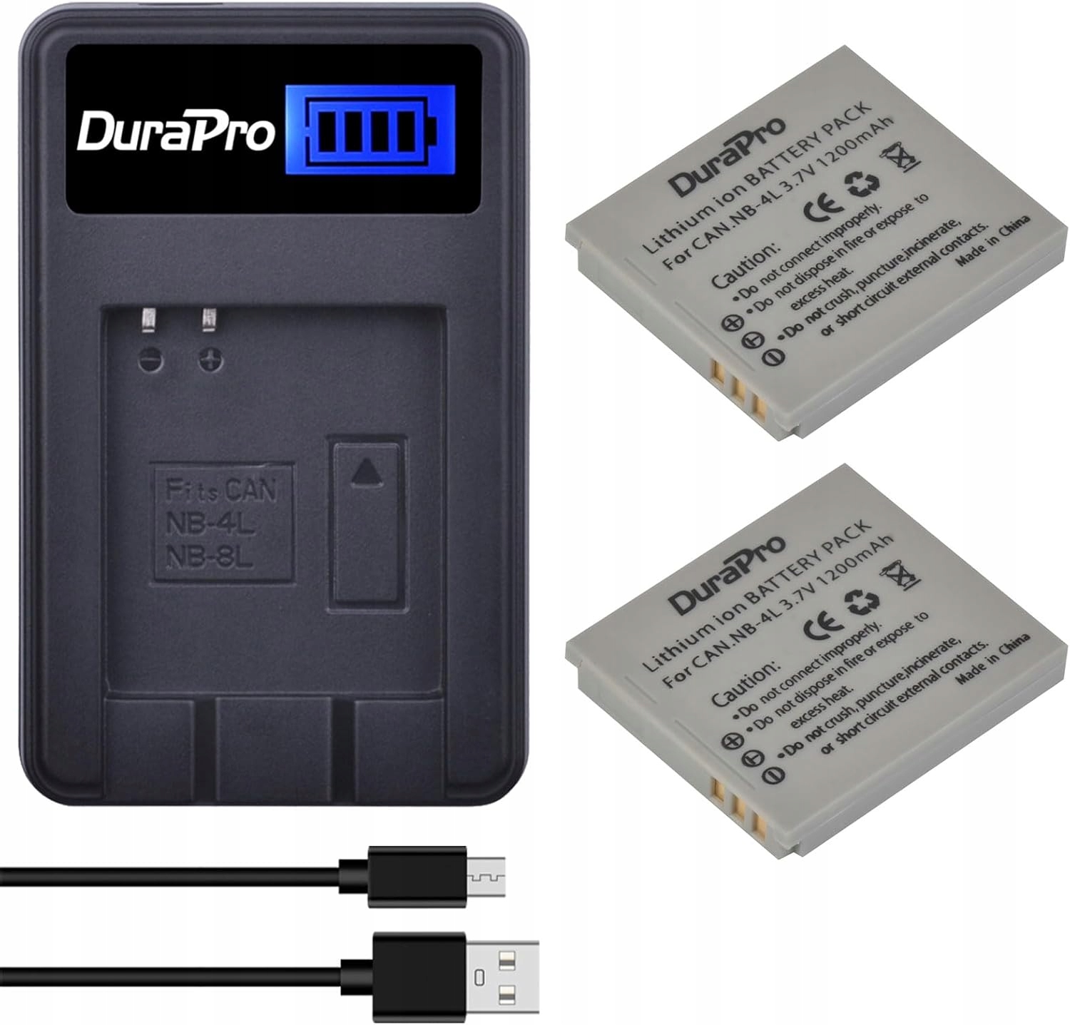DuraPro 2x NB-4L Usb nabíječka LCD pro Canon Ixus a PowerShot