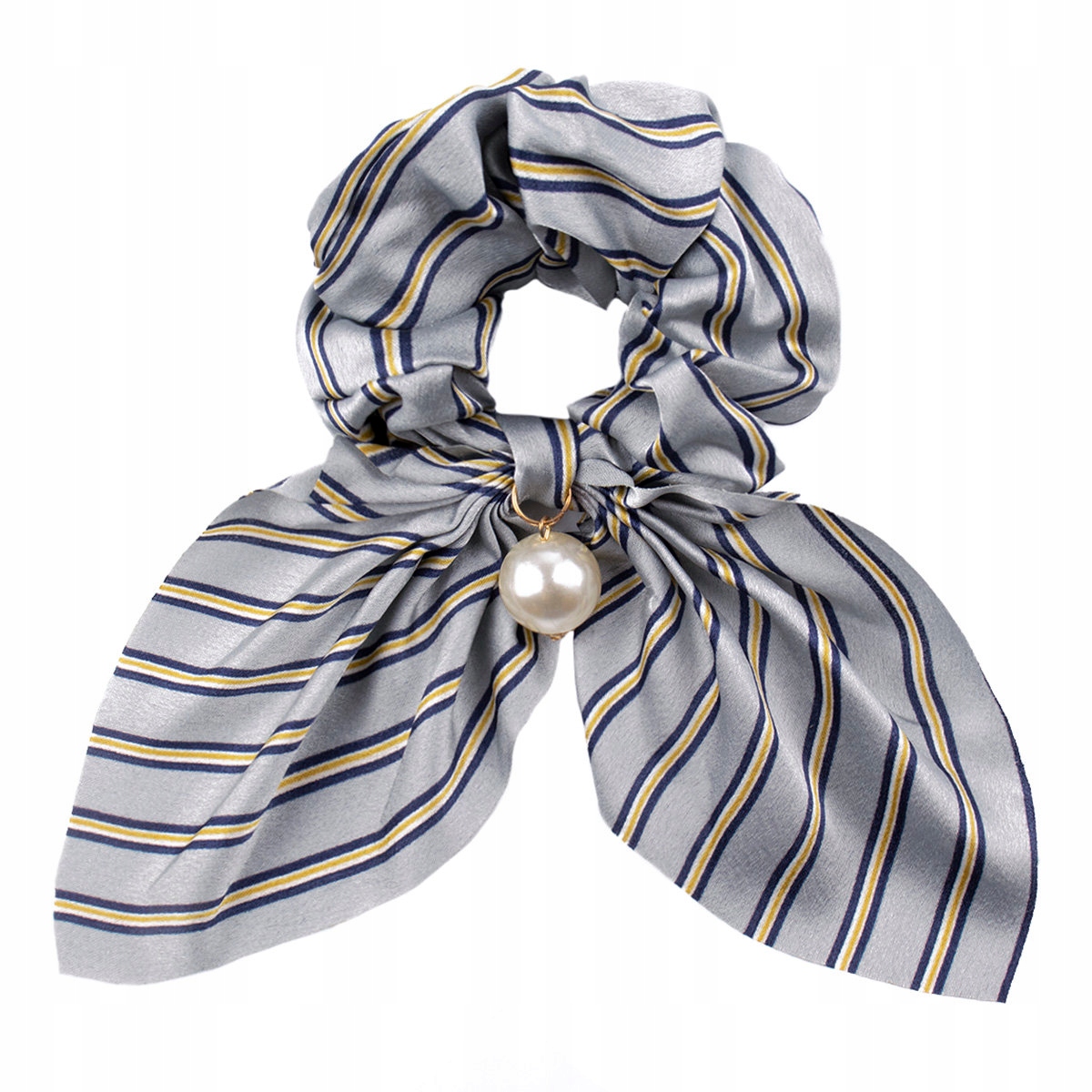 Gumka do włosów SCRUNCHIE paski FROTKA perła