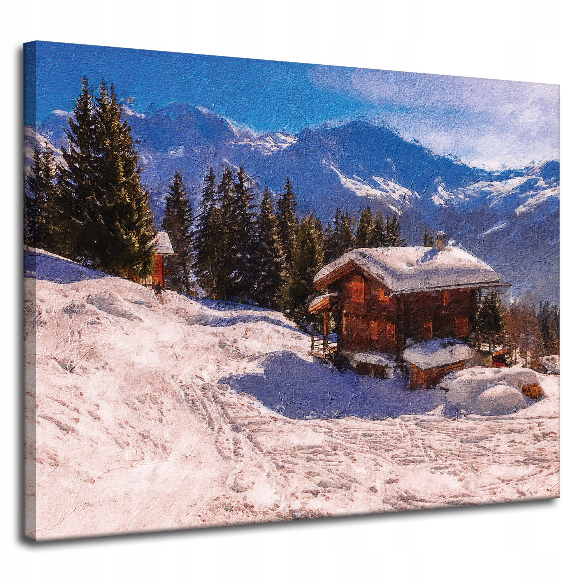 Obraz na plátně Domeček ve Sněžných horách Zima 100x80 cm Ideální jako dárek