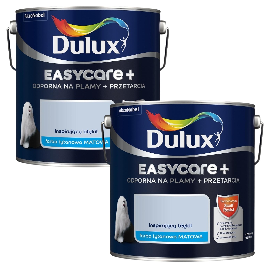 Set Dulux Easycare+ 2x2,5L Barva Latexová Barva Inspirující Světle Modrá 5L