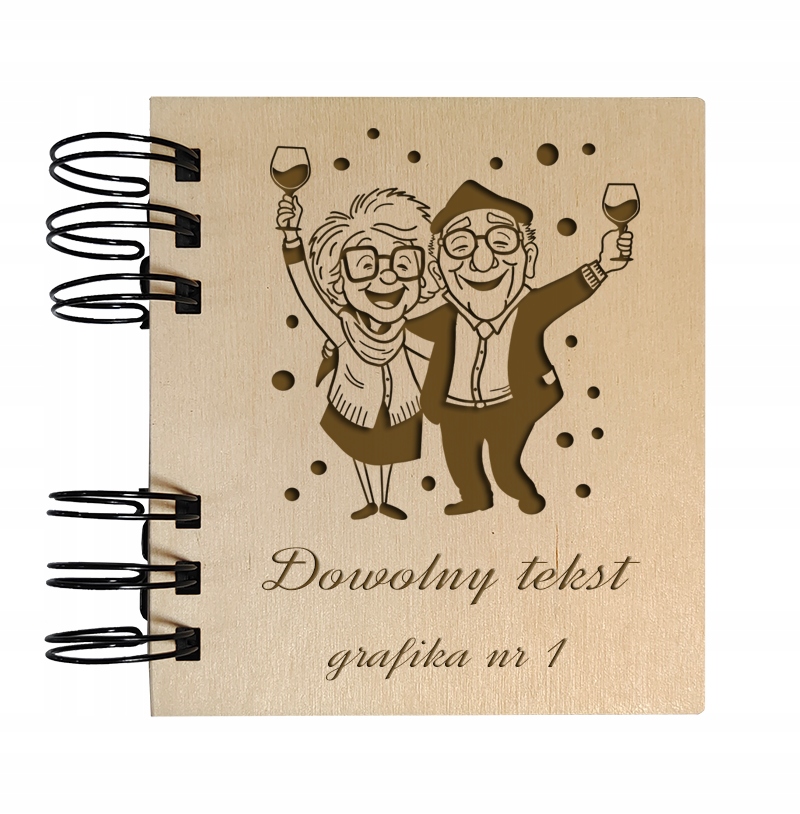 Album drewniany Mini z napisem i grafiką dla babci i dziadka