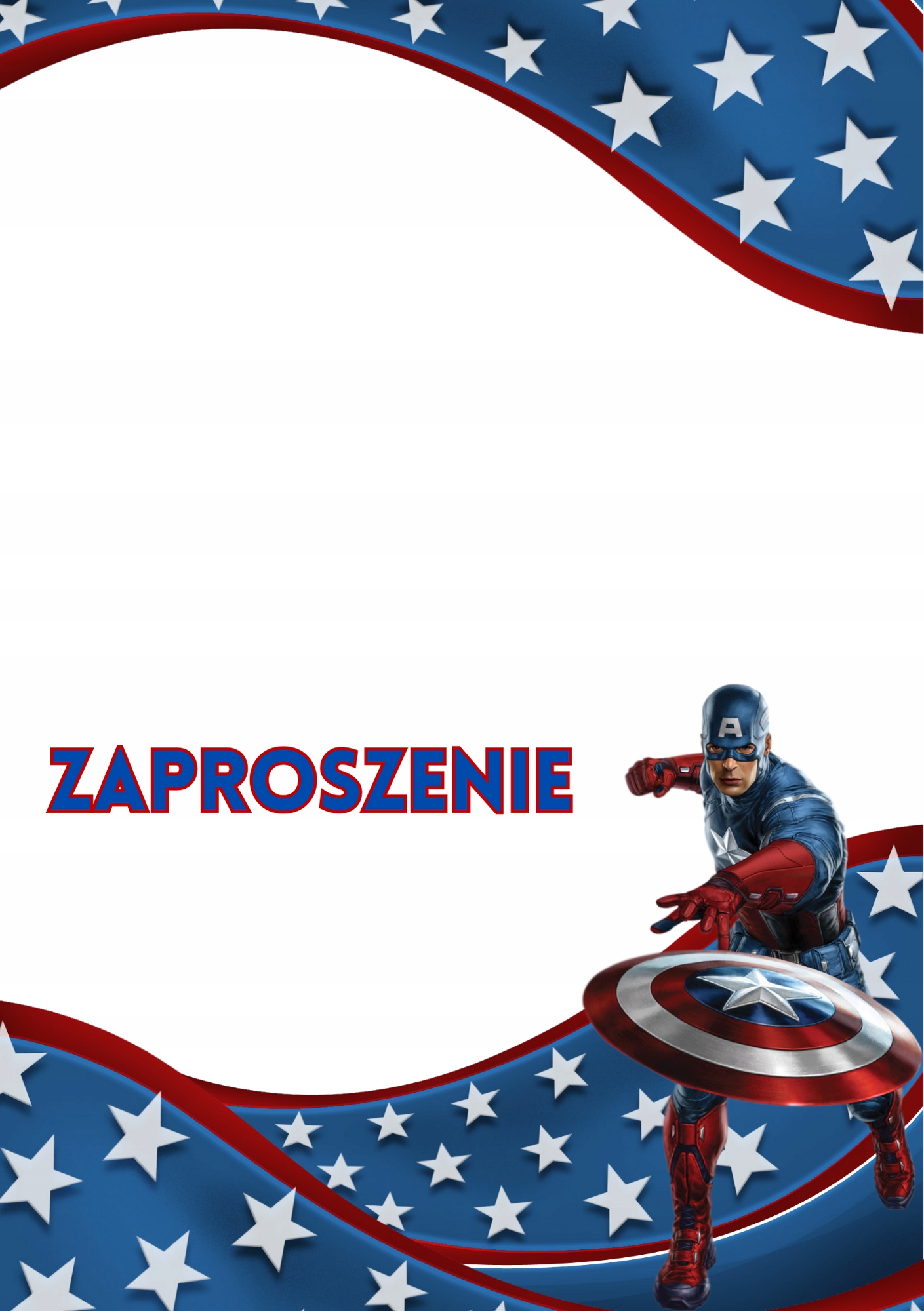 ZAPROSZENIE KAPITAN AMERYKA ZAPROSZANIA AVENGERS FILMY 20x15 cm Marka inna