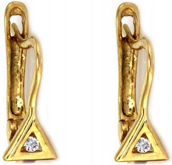 Zlaté náušnice pro děti 585, trojúhelníky, zirkony, módní vzor, dárek 14k