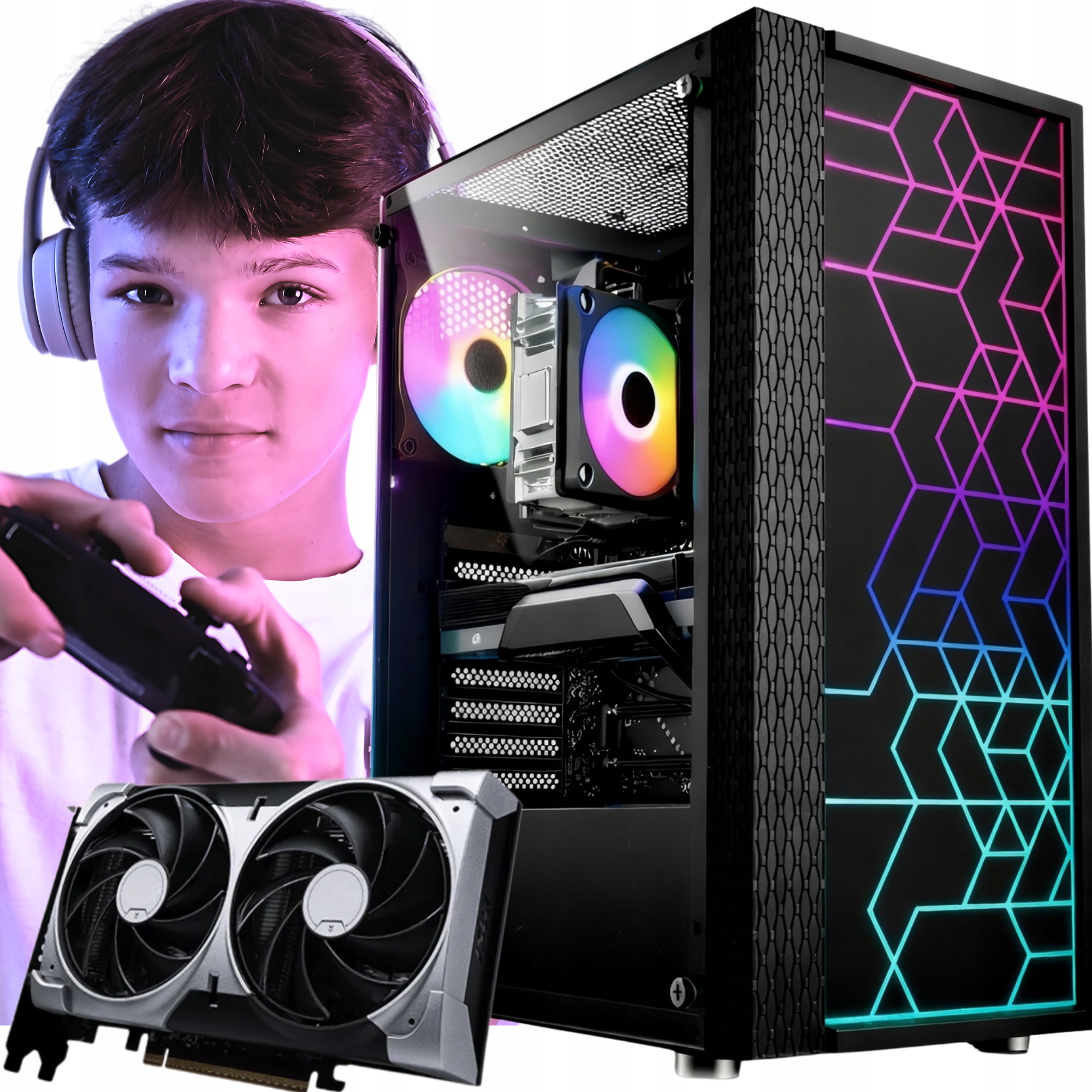 Komputer gamingowy RTX 5050 GeForce AMD Ryzen 5 32GB RAM 1TB SSD Windows 11
