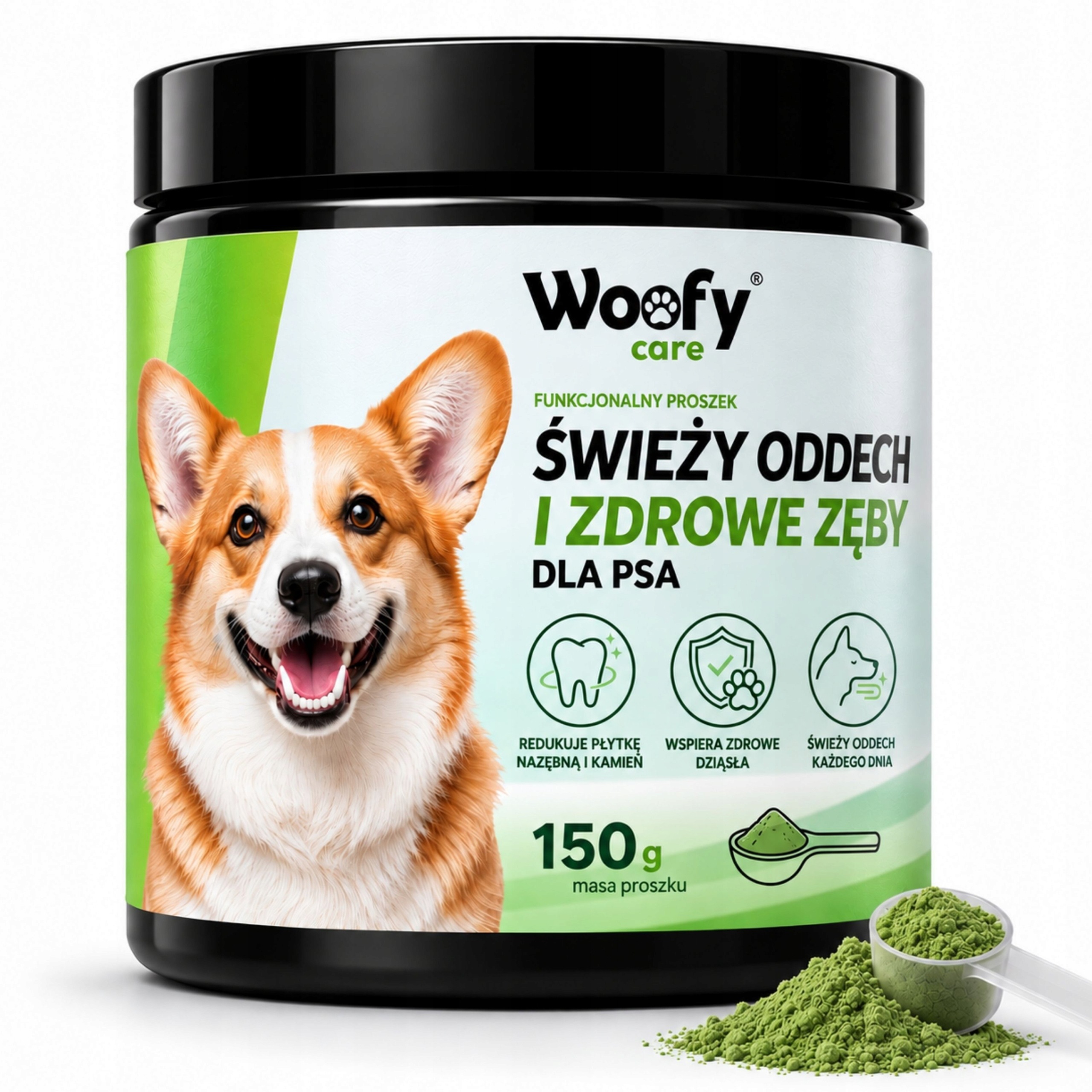 Prášek Na Svěží Dech Pro Psa Woofy Zdravé Zuby Na Zubní Kámen 150 g
