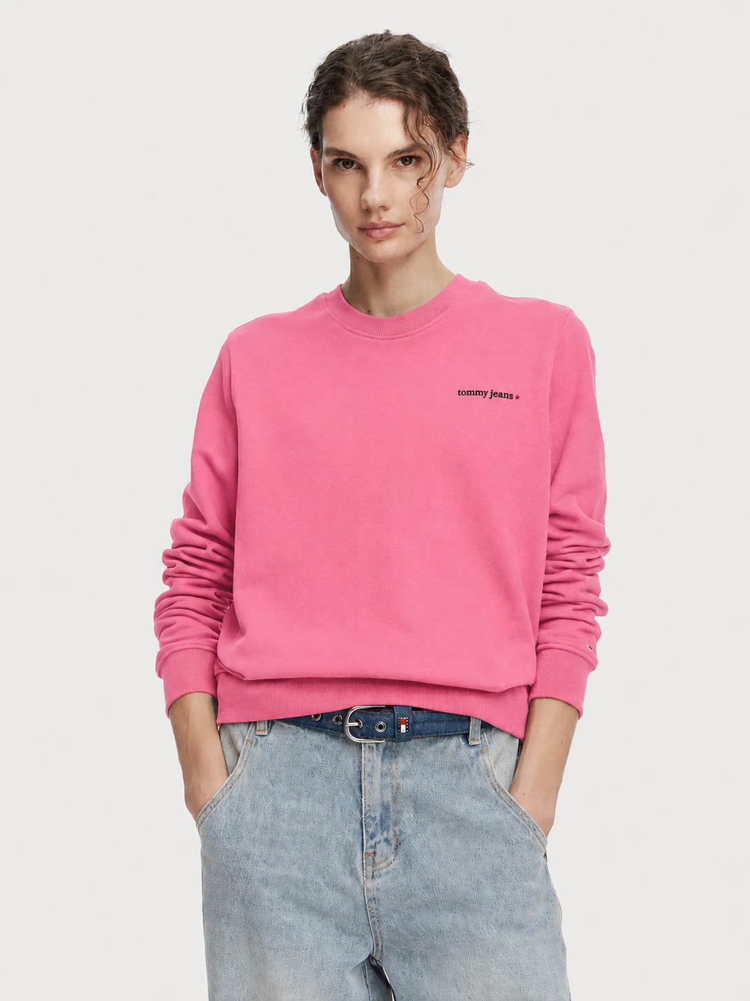 Tommy Jeans Mikina Ess Logo DW0DW22829 Pink Daisy Regular Fit M