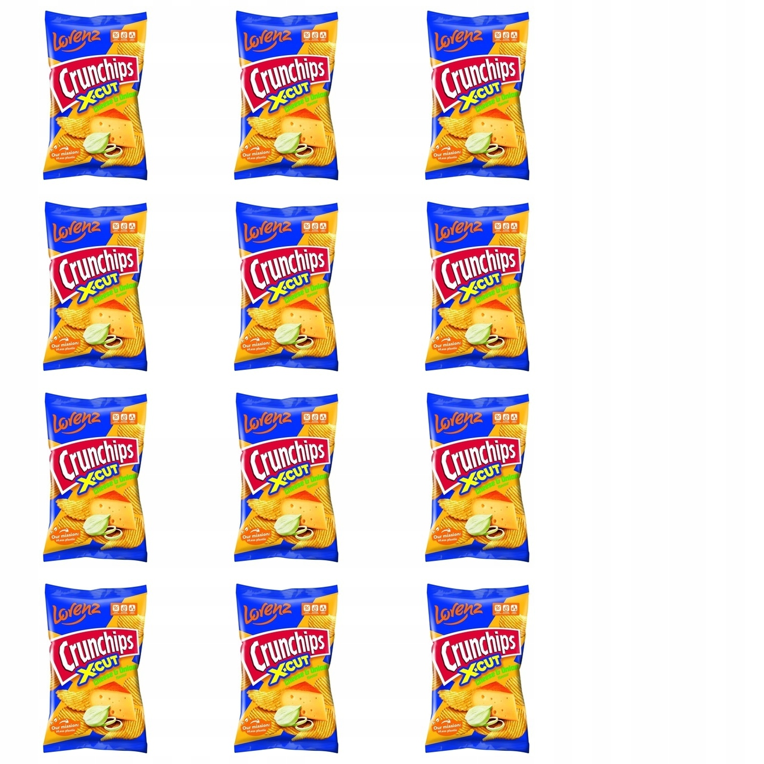 12x 130g Crunchips x-cut cheese & onion chipsy Karton
