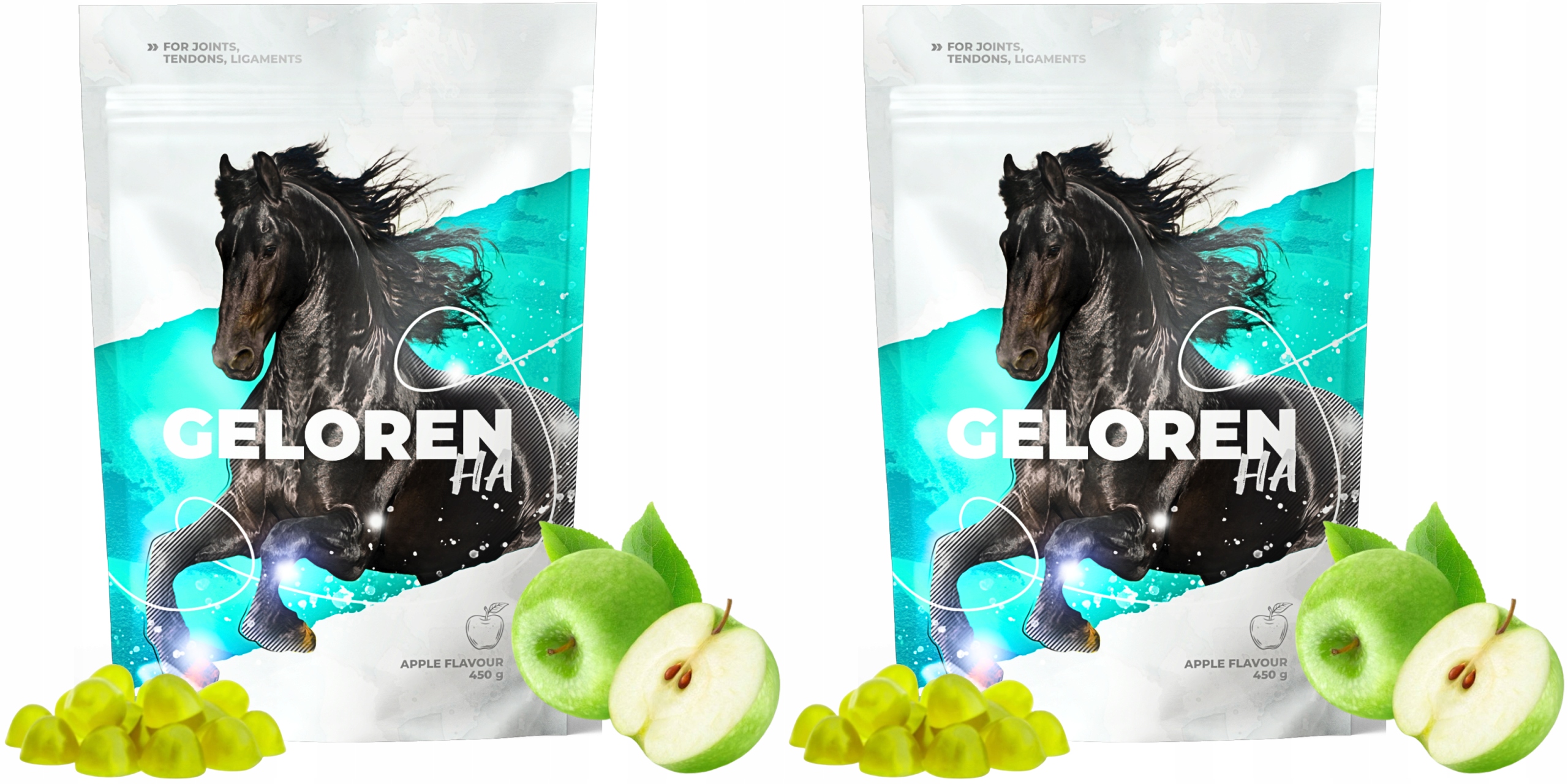 Geloren Horse Ha jabłkowy dla koni żelki kolagen 2 x (60szt, 450g) fj2SP39a