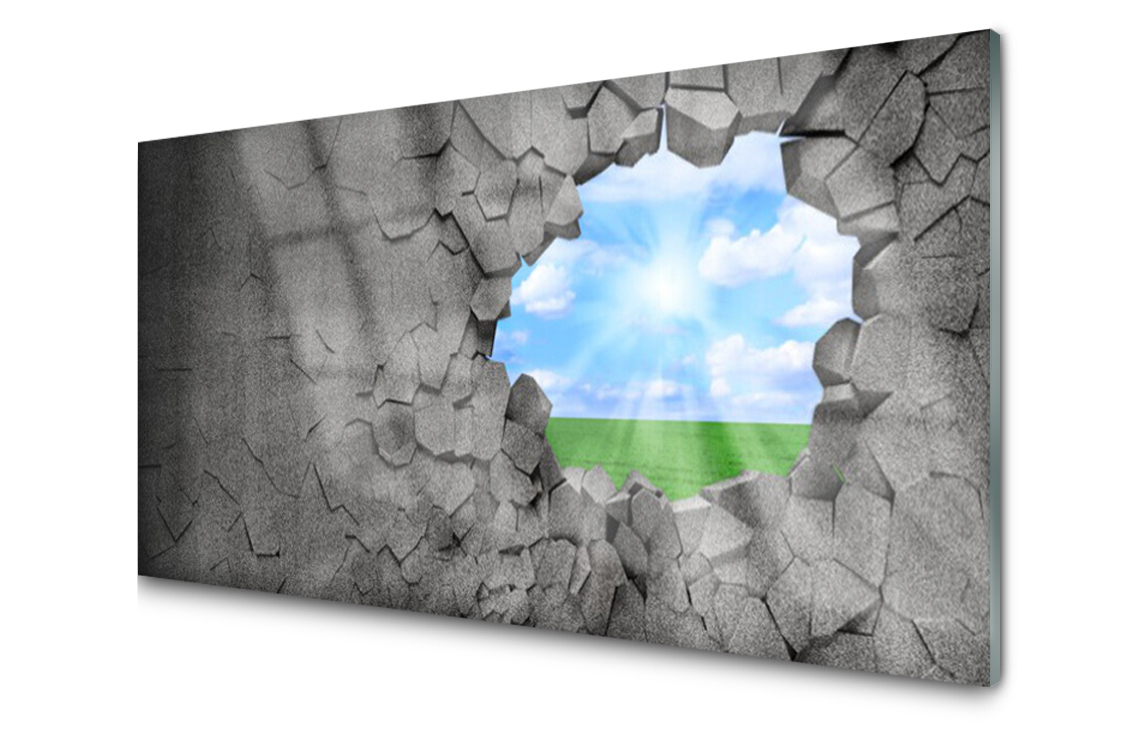 Sklenený panel Doska Diera Popraskaná Stena 120x60