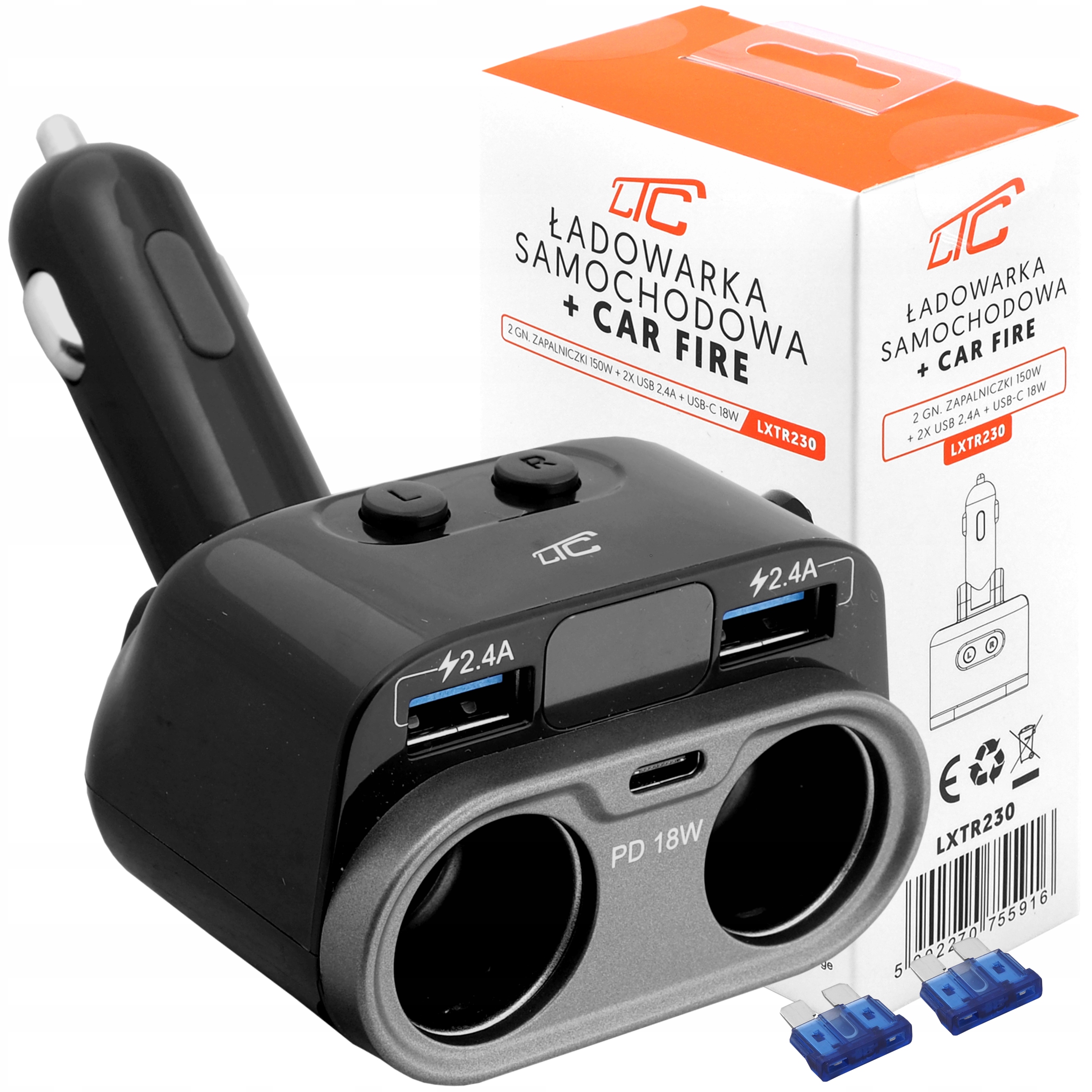 

Adapter Rozgałęziacz Zapalniczki Samochodowej +usb