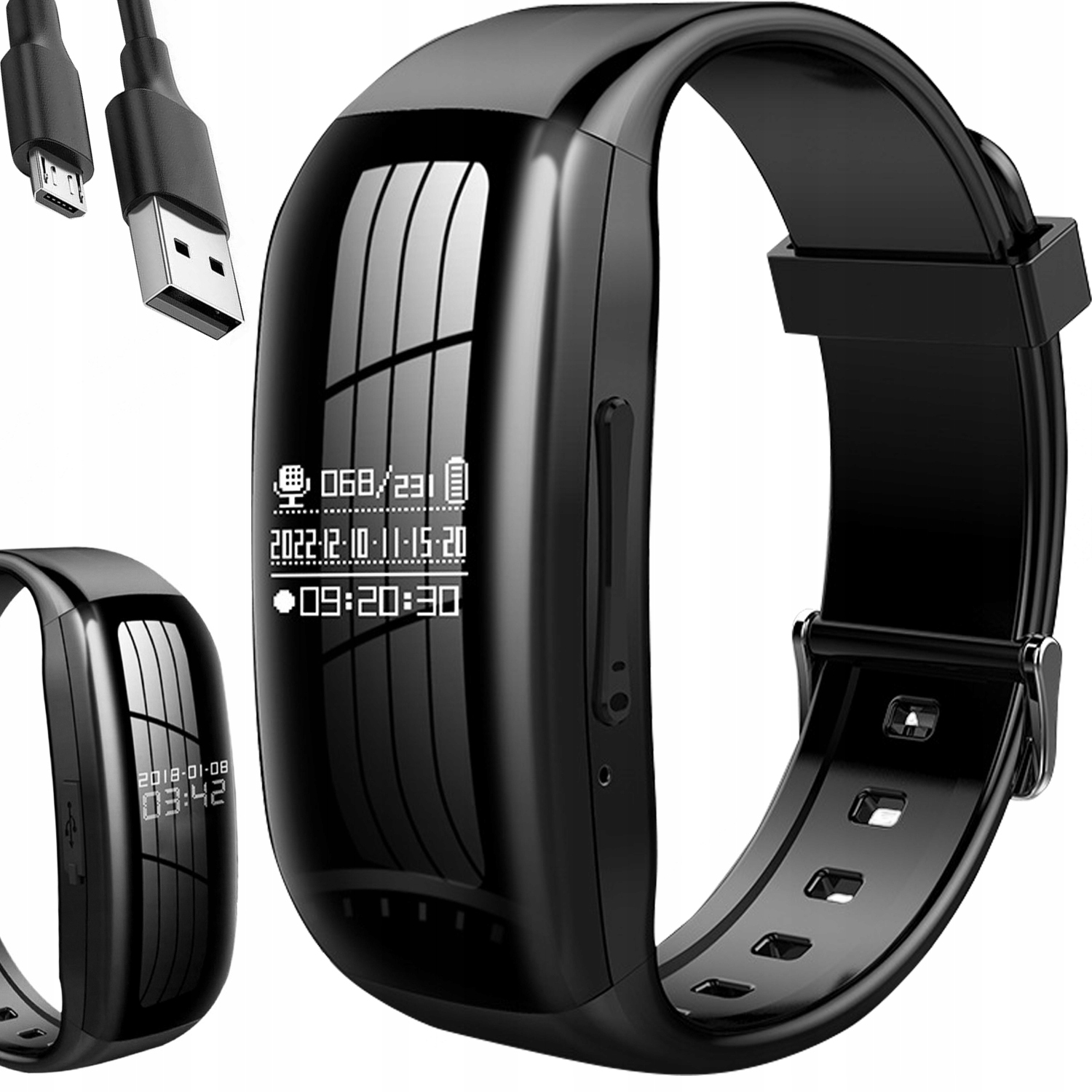 Špionážní diktafon Ukrytý v hodinkách Záznamník 8GB Podslech 150h Audio