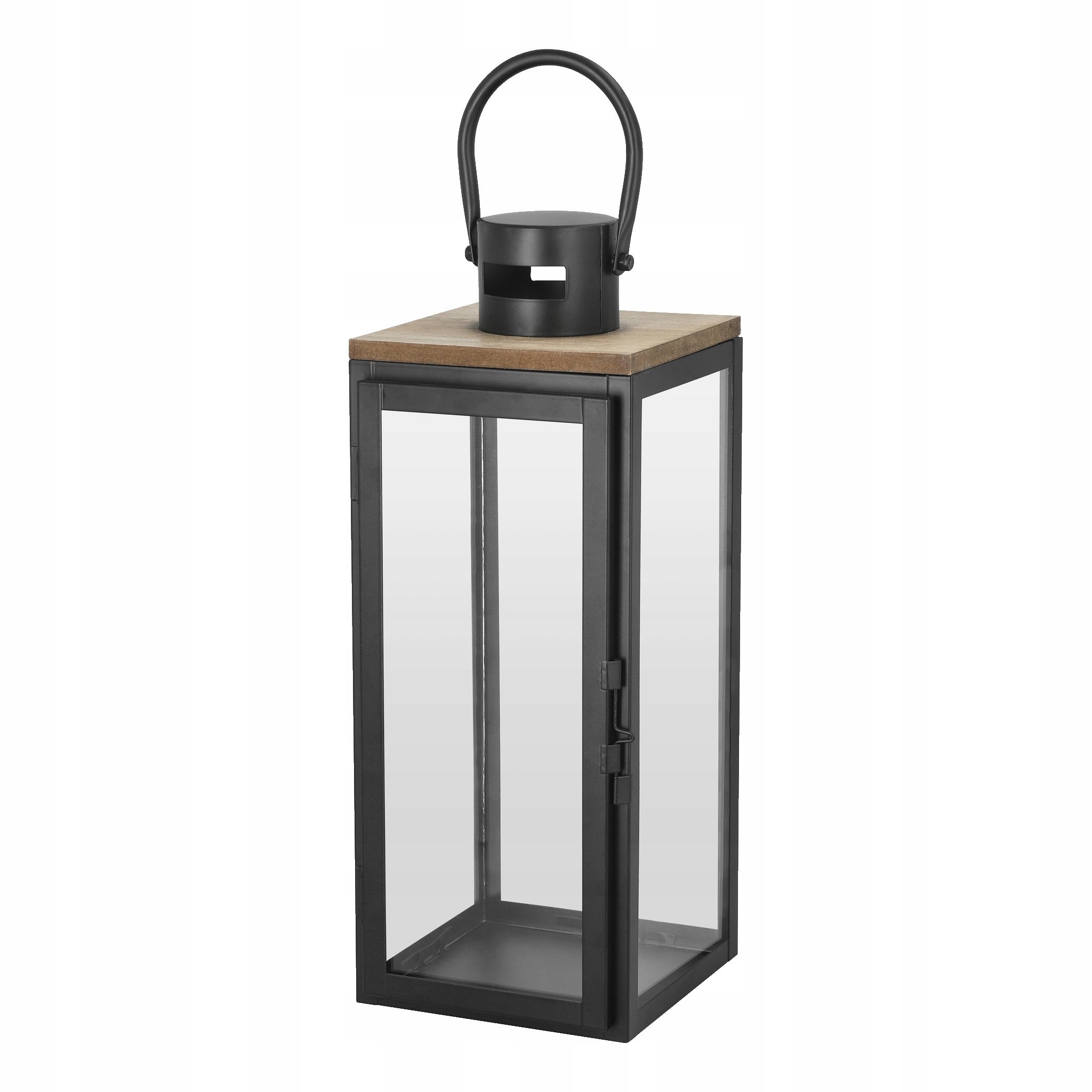 LAMPION ŚWIECZNIK LATARNIA LOFT DEKORACYJNY CZARNY METAL 37cm