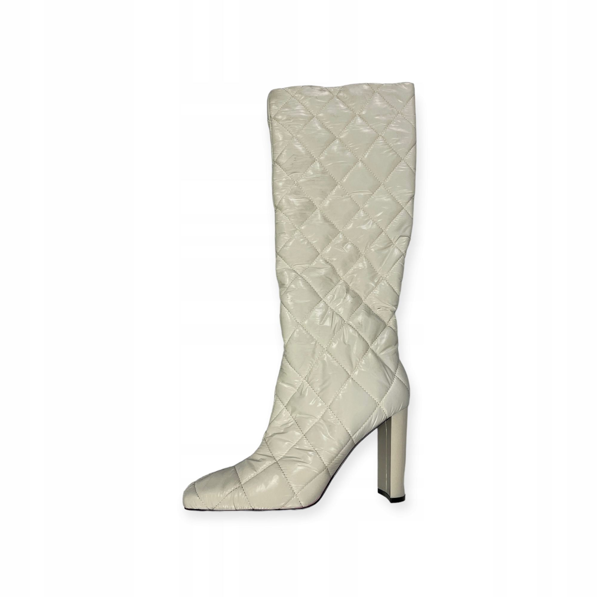 Dlouhé bílé dámské kozačky s podpatkem Aldo 40