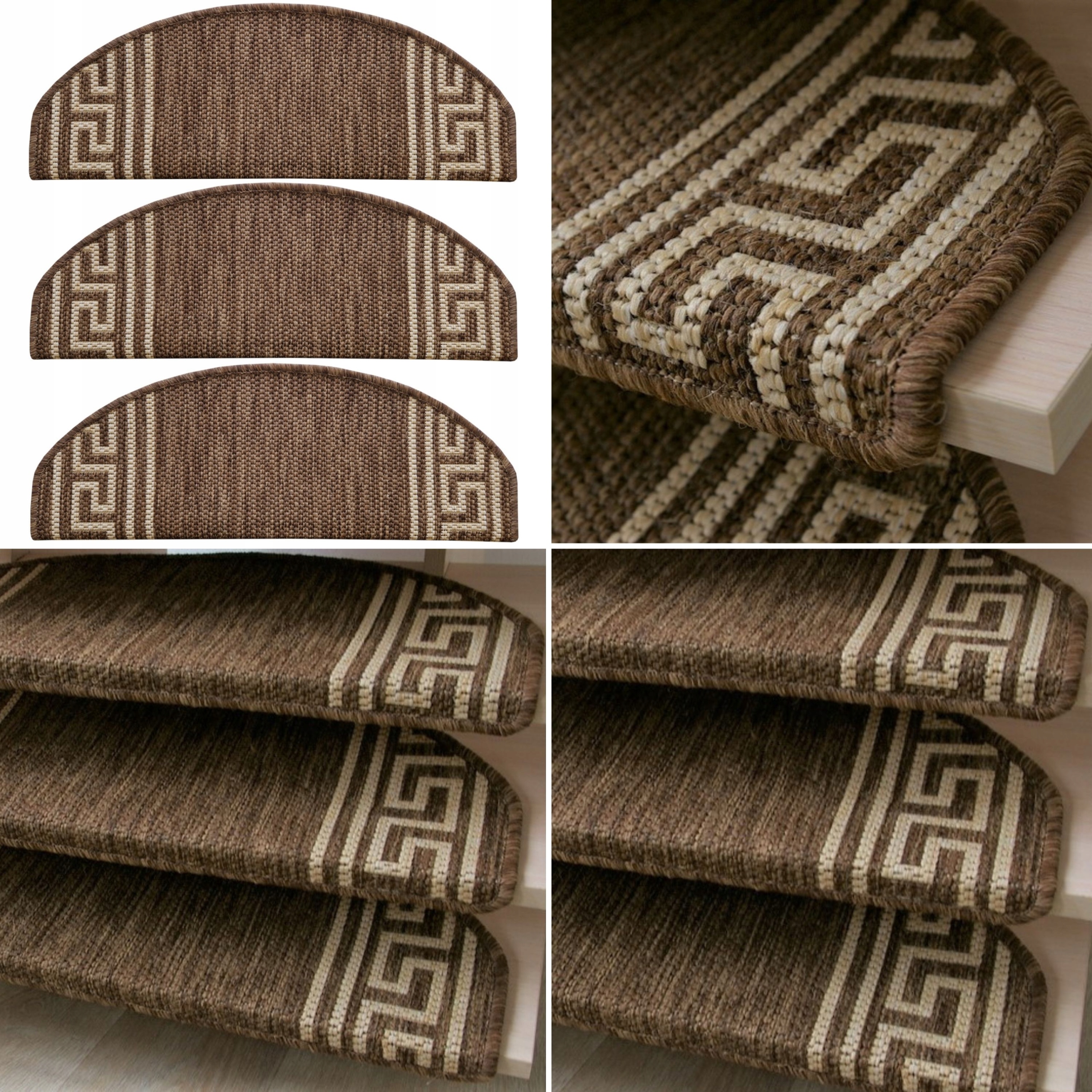 NAKŁADKI NA SCHODY DYWANOWE SZNURKOWE PŁASKO TKANE Kolor beżowy odcienie brązowego odcienie szarości