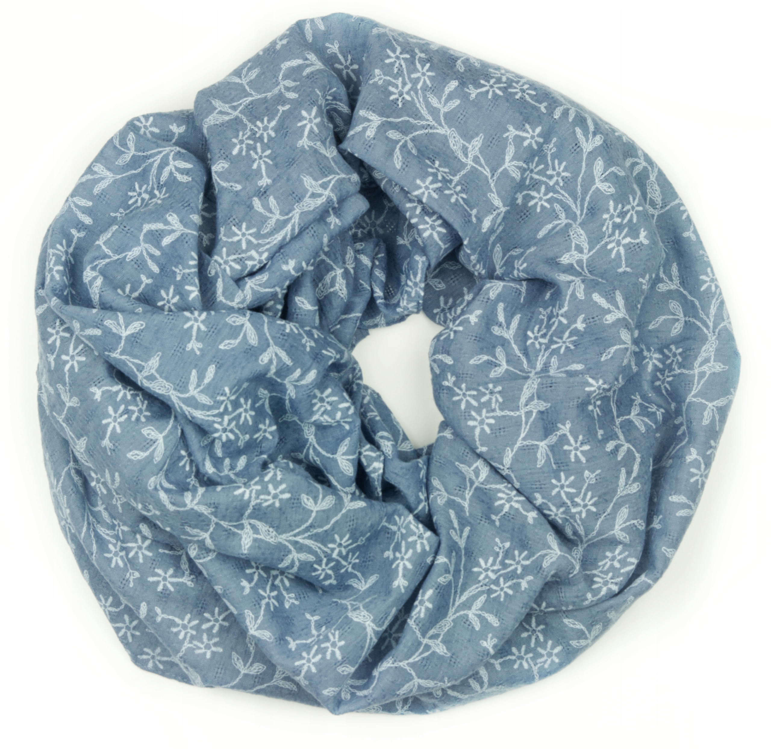 

chusta komin z bawełną - niebieski w kwiatki