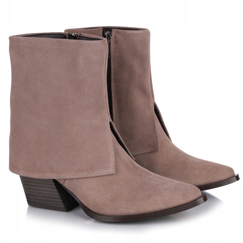 Kotníkové Boty kovbojské boty kožené boty Gamis 7635 T1 béžové, Semišová Kůže VEL.39