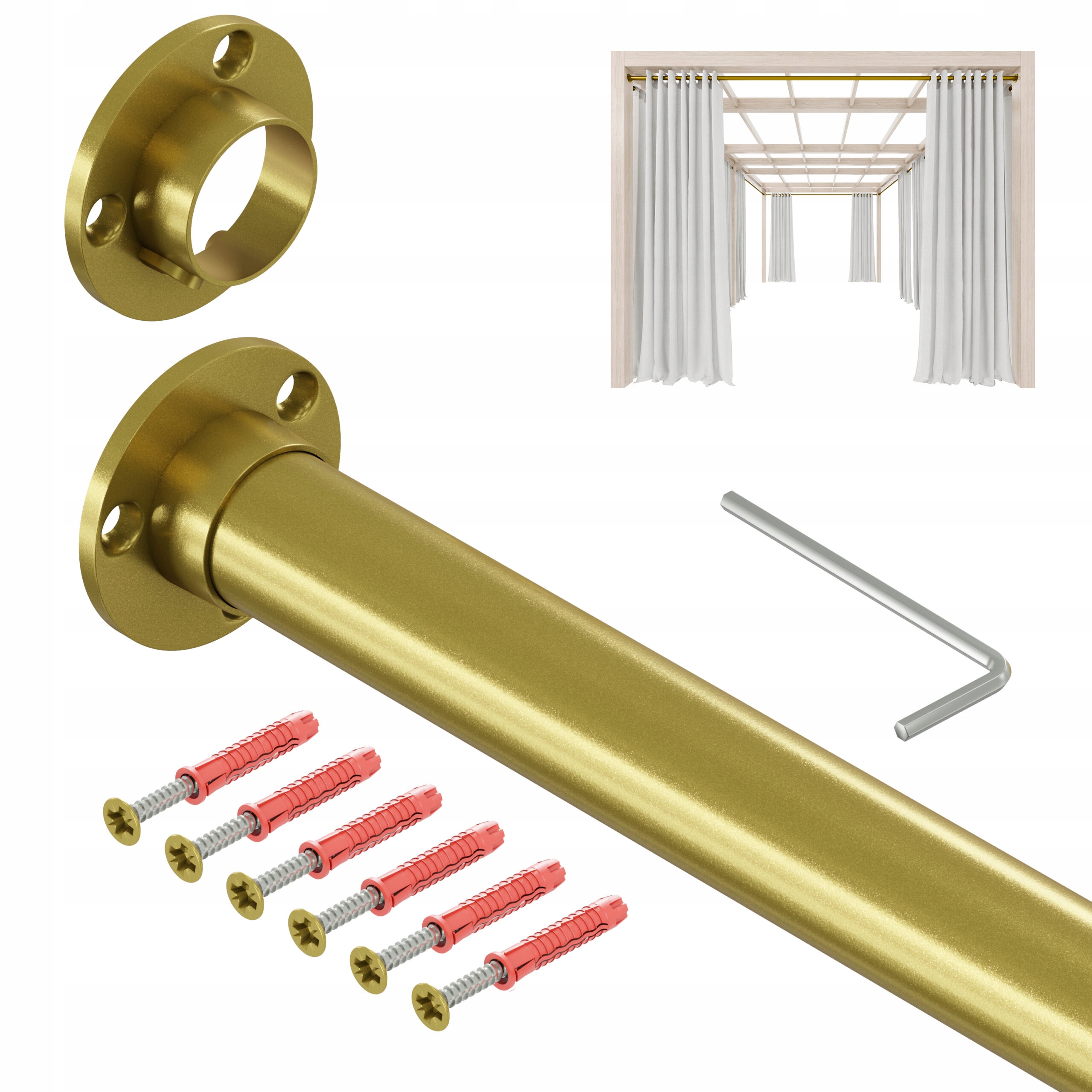 Tyč Na Zahradní Záclony Do Altánku Balkon Terasa fi 25 mm 400 cm Zlatá