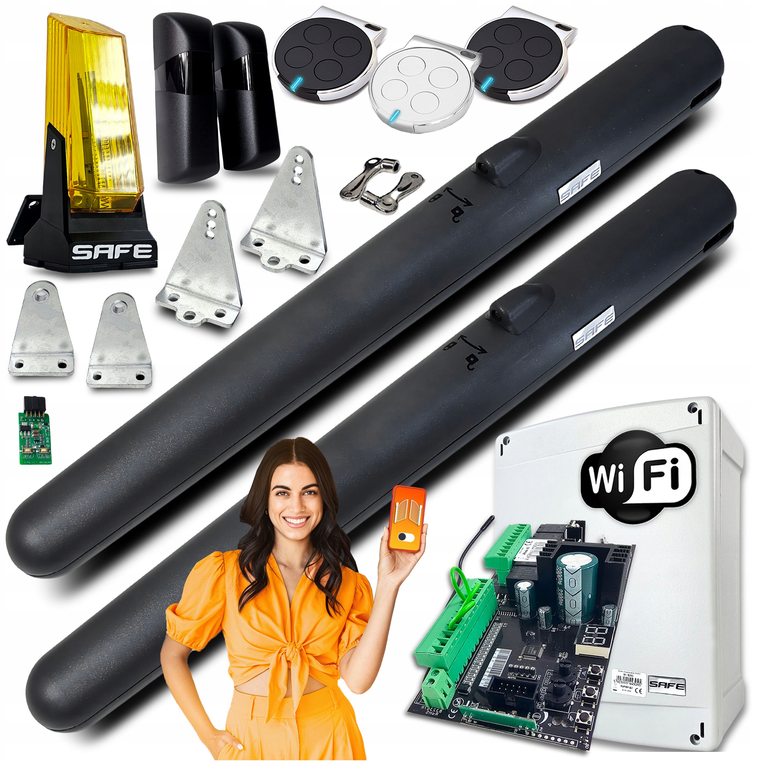 Pohon Pro Dvoukřídlou Bránu Automat 3 ovladače sada lampa 5 m Wifi Tuya