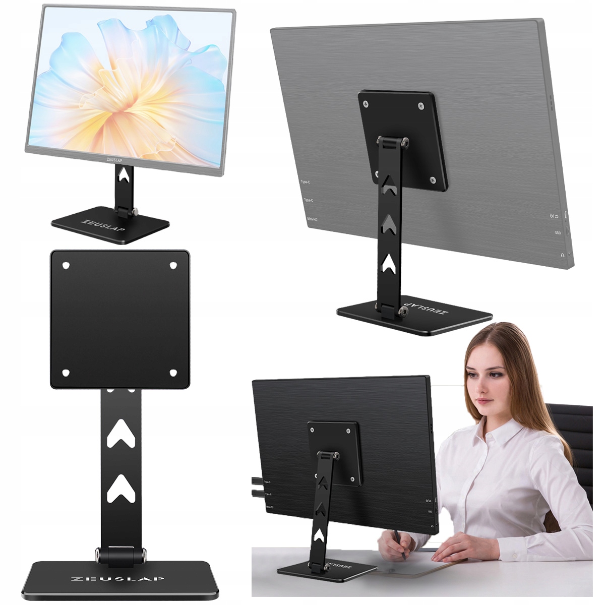 Stojak z uchwytem S1 Vesa biurkowy Regulowany do monitora Zeuslap