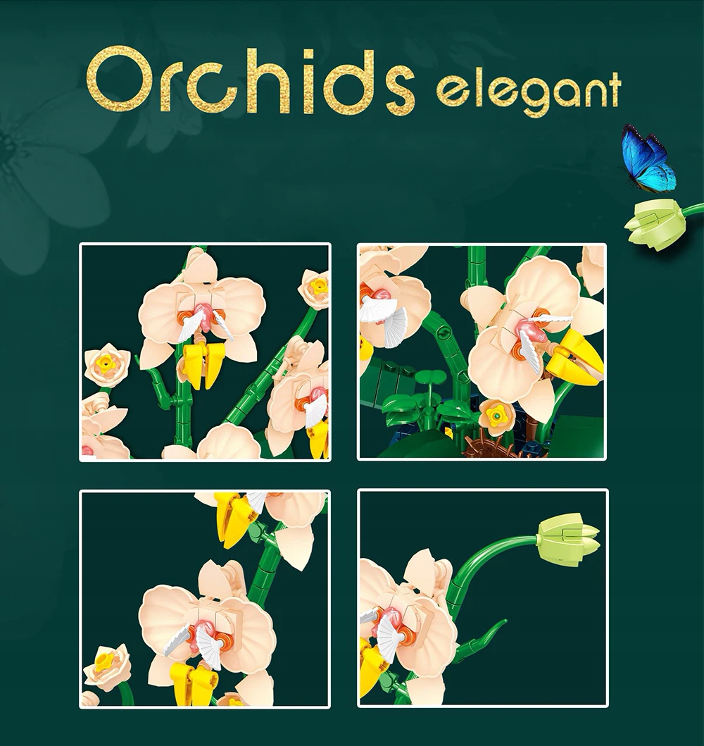 KLOCKI KONSTRUKCYJNE ORCHIDEA W DONICZCE KWIATY ZESTAW DO UŁOŻENIA 606 pcs Marka LEGO