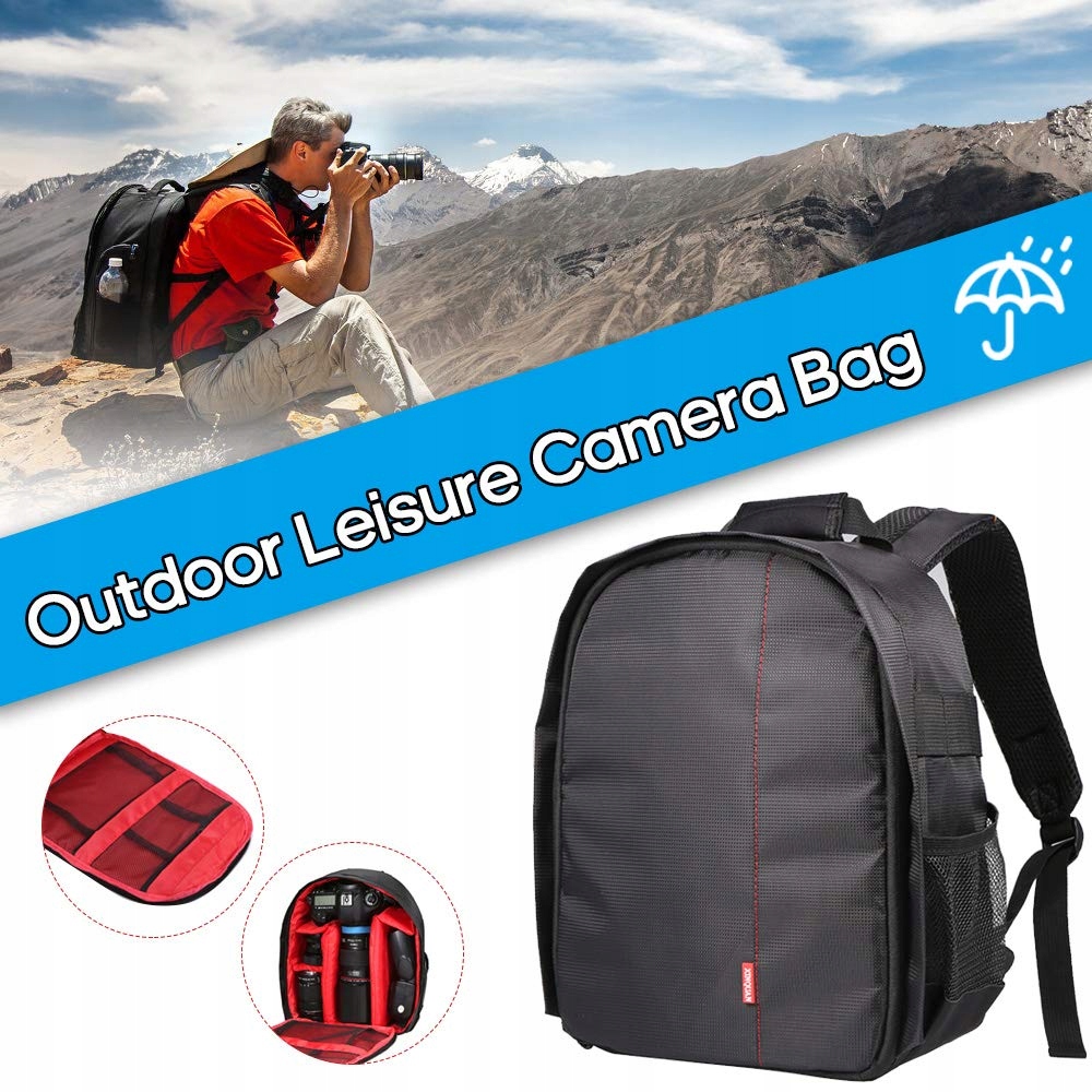DOCOOLER Plecak Na Aparat Wodoodporny Dla Canon Nikon Sony DSLR Czerwony — miniatura 3