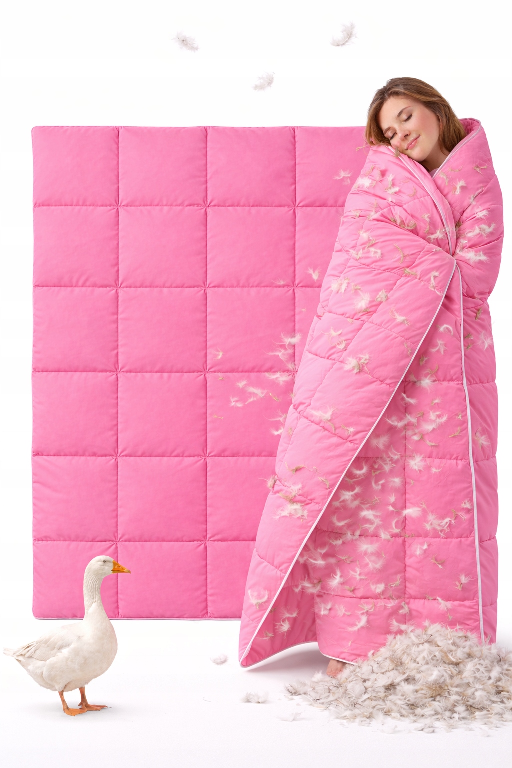 Přikrývka 160x200 polopéřová Husí peří Polsko Přírodní, teplá