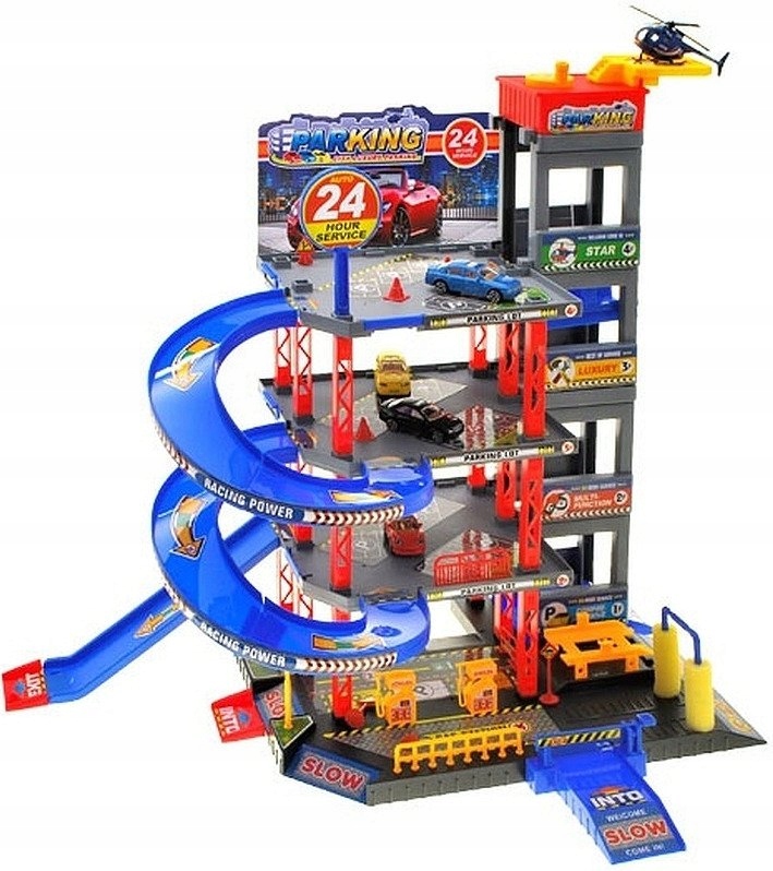 Parking Norimpex 4-poziomowy z samochodami i helikopterem Wiek dziecka 3 lata +