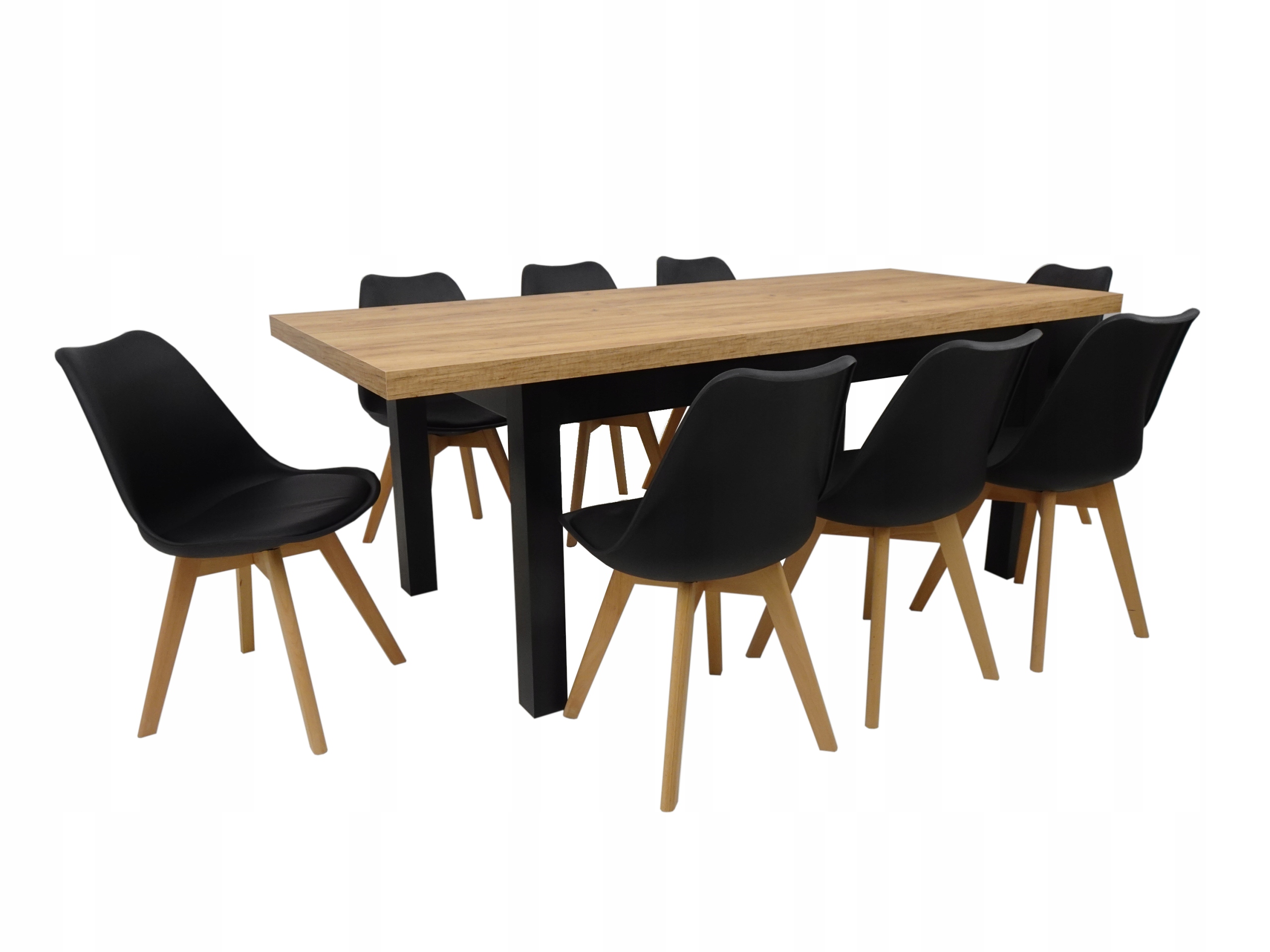 nowoczesny ZESTAW krzesła z poduszką i stół do 210