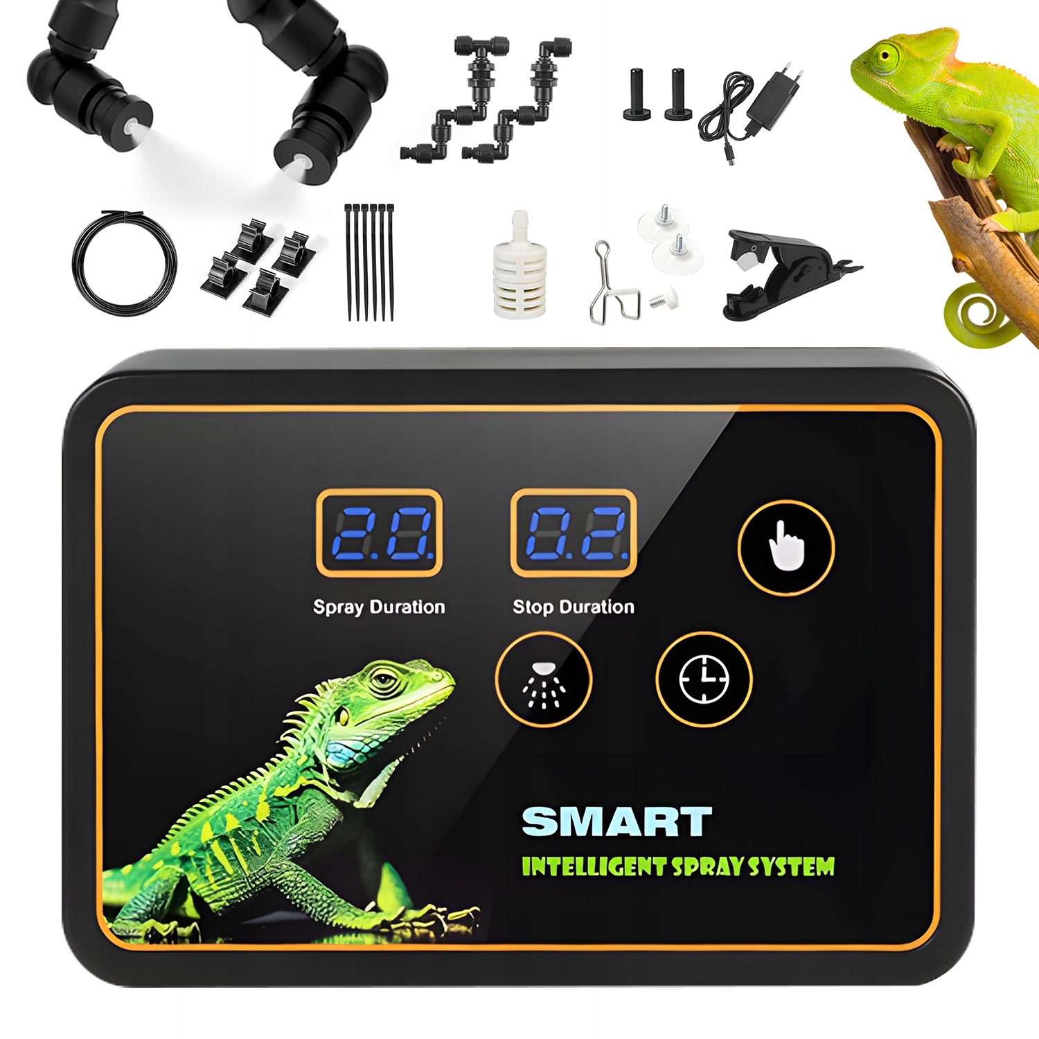 Levně Automatický Zvlhčovač Pro Terárium Plazů 2 Otočné Trysky 360° Časovač Hadice