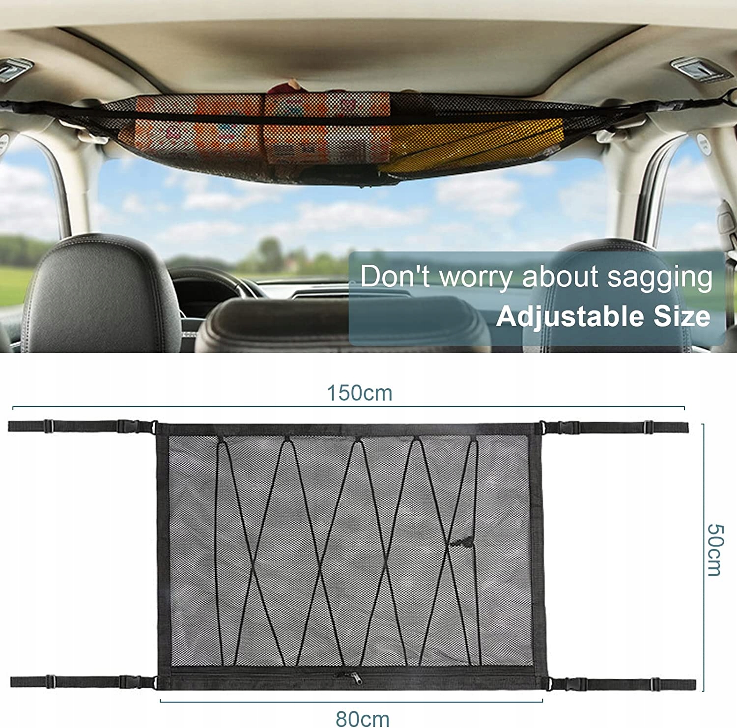 SIATKA ORGANIZER NA PODSUFITKĘ DACH BAGAŻ DO AUTA Rodzaj siatki