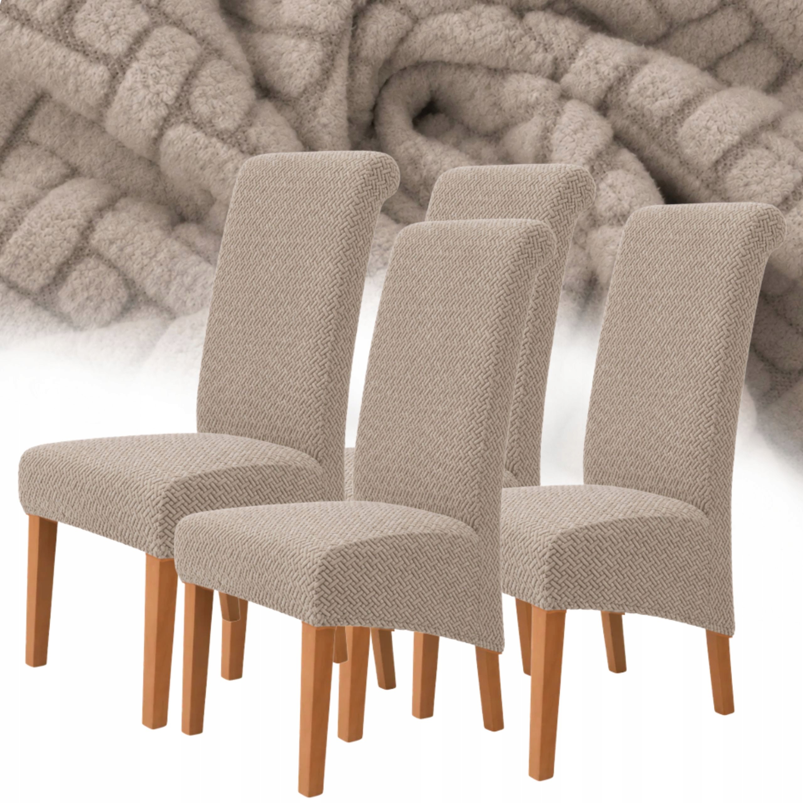 Potah Na Židli XXL Žakárová Jedle 4KS Elastický Oeko-tex Béžový